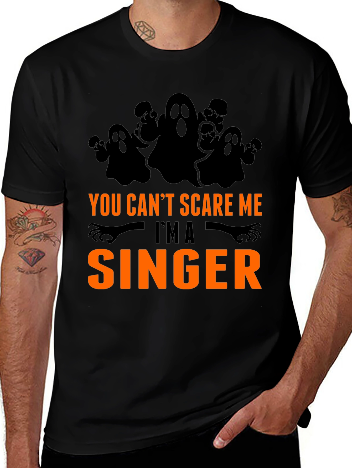 Funny Halloween Singer T-Shirt - You Can't Scare Me