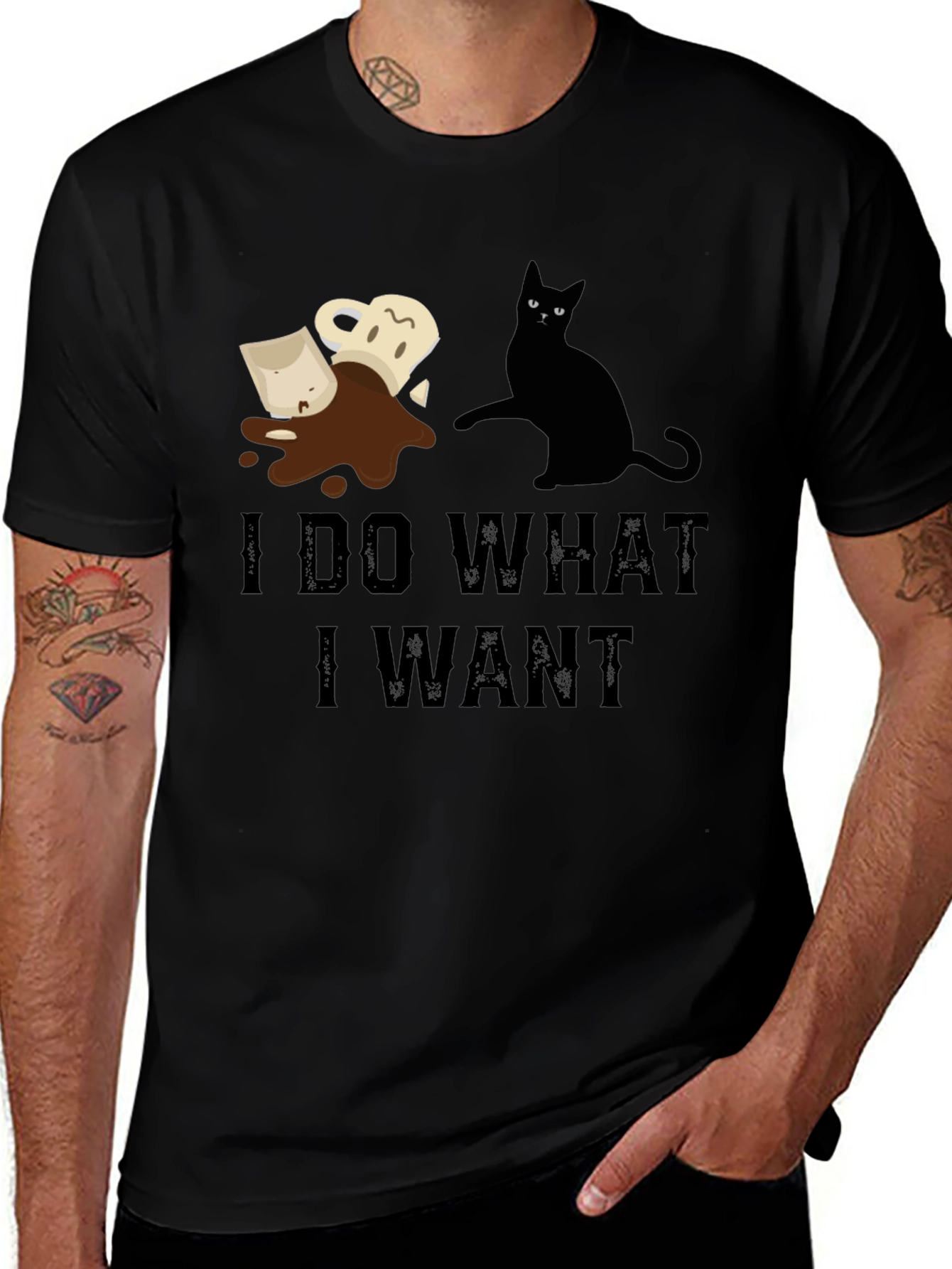 Variant 19 of I Do What I Want Cat Coffee T-Shirt