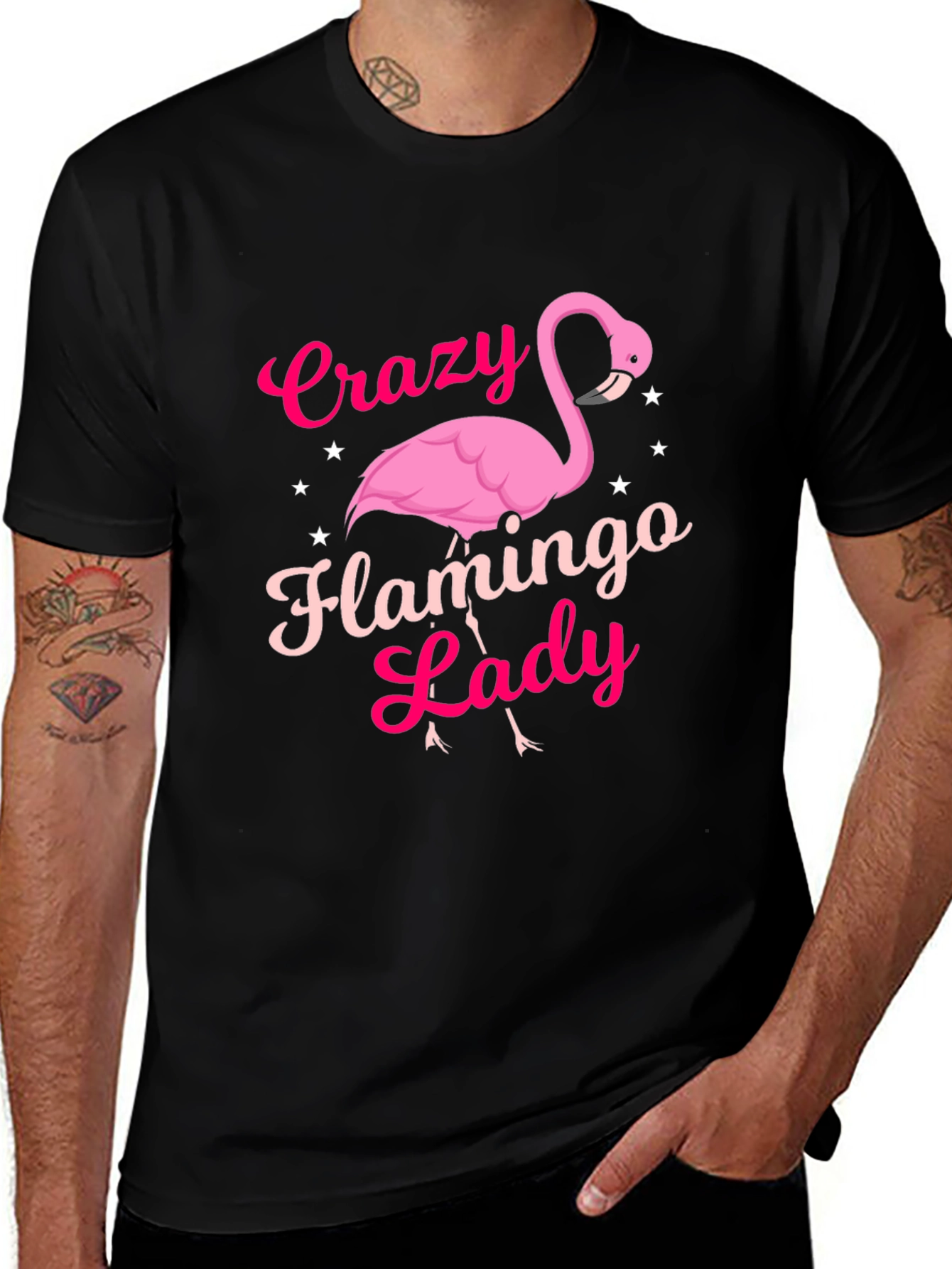 Variant 10 of Crazy Flamingo Lady T-Shirt - Novelty Graphic Tee