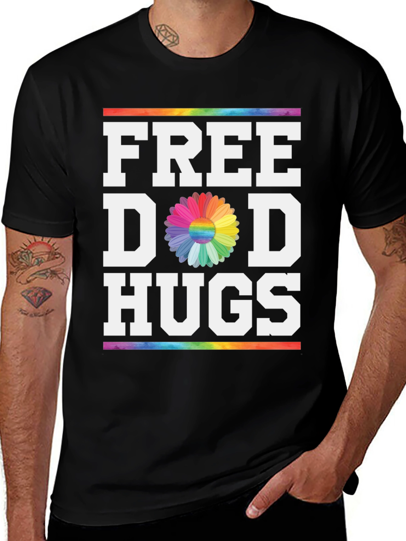 Variant 28 of Free Dad Hugs Rainbow Flower T-Shirt