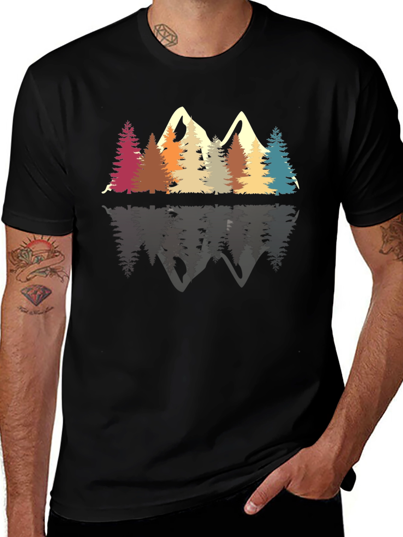 Variant 7 of Retro Mountain & Trees Graphic Tee