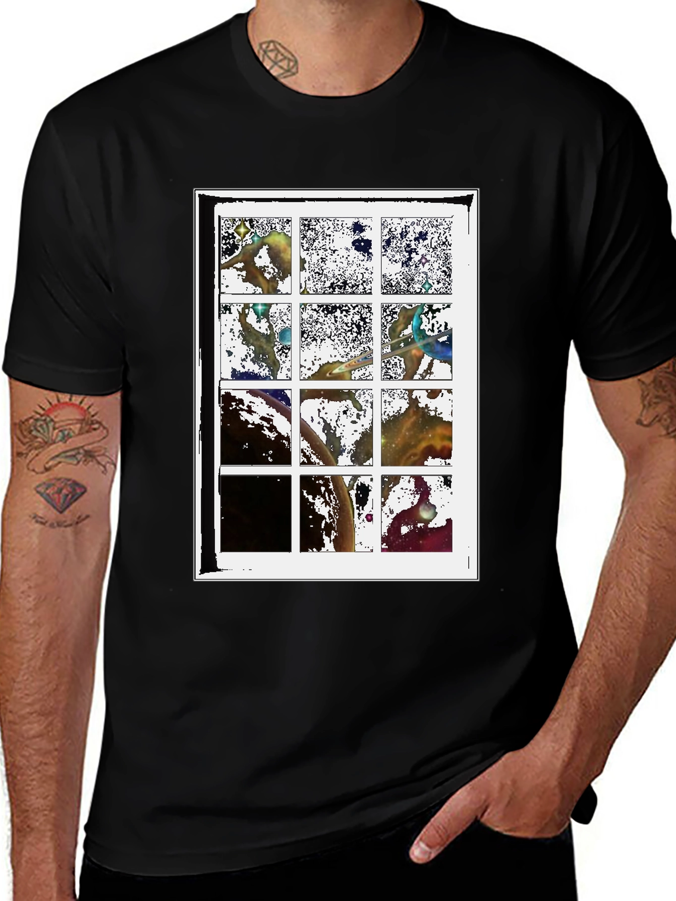 Variant 19 of Abstract Grid Graphic Tee - Soft Cotton Blend