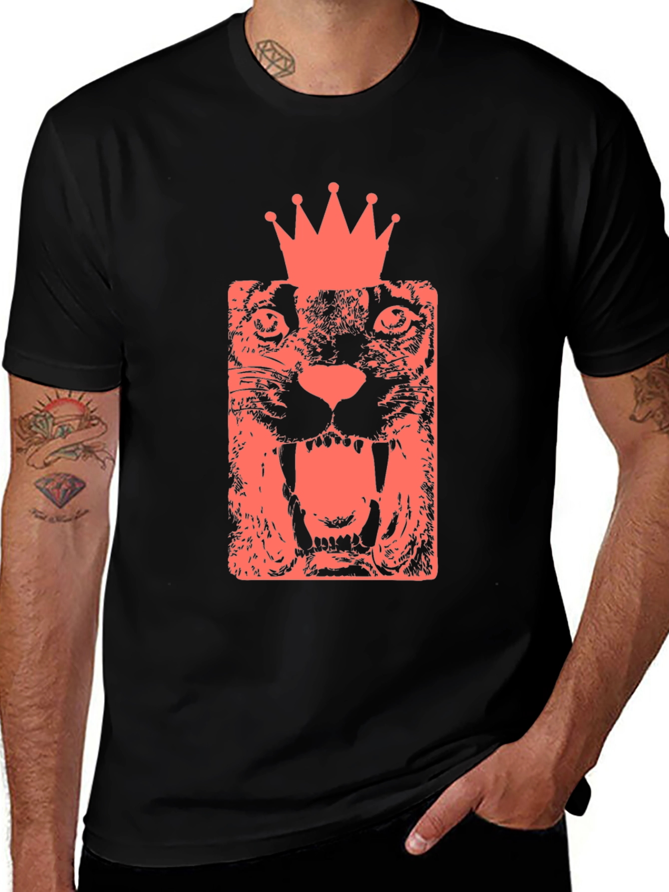 Variant 14 of King Cat Graphic Tee - Black Cotton T-Shirt