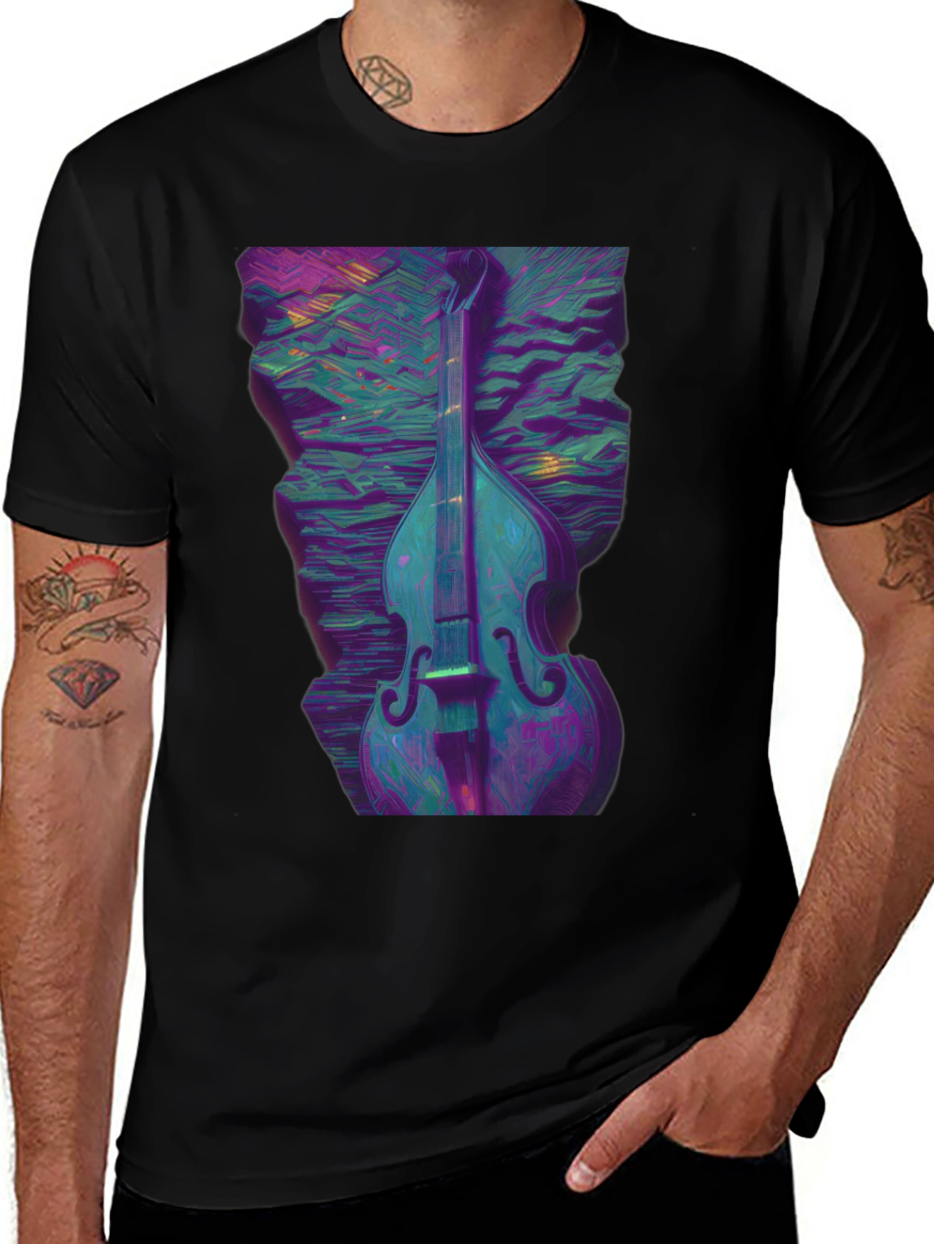 Abstract Double Bass T-Shirt - Musical Art Tee