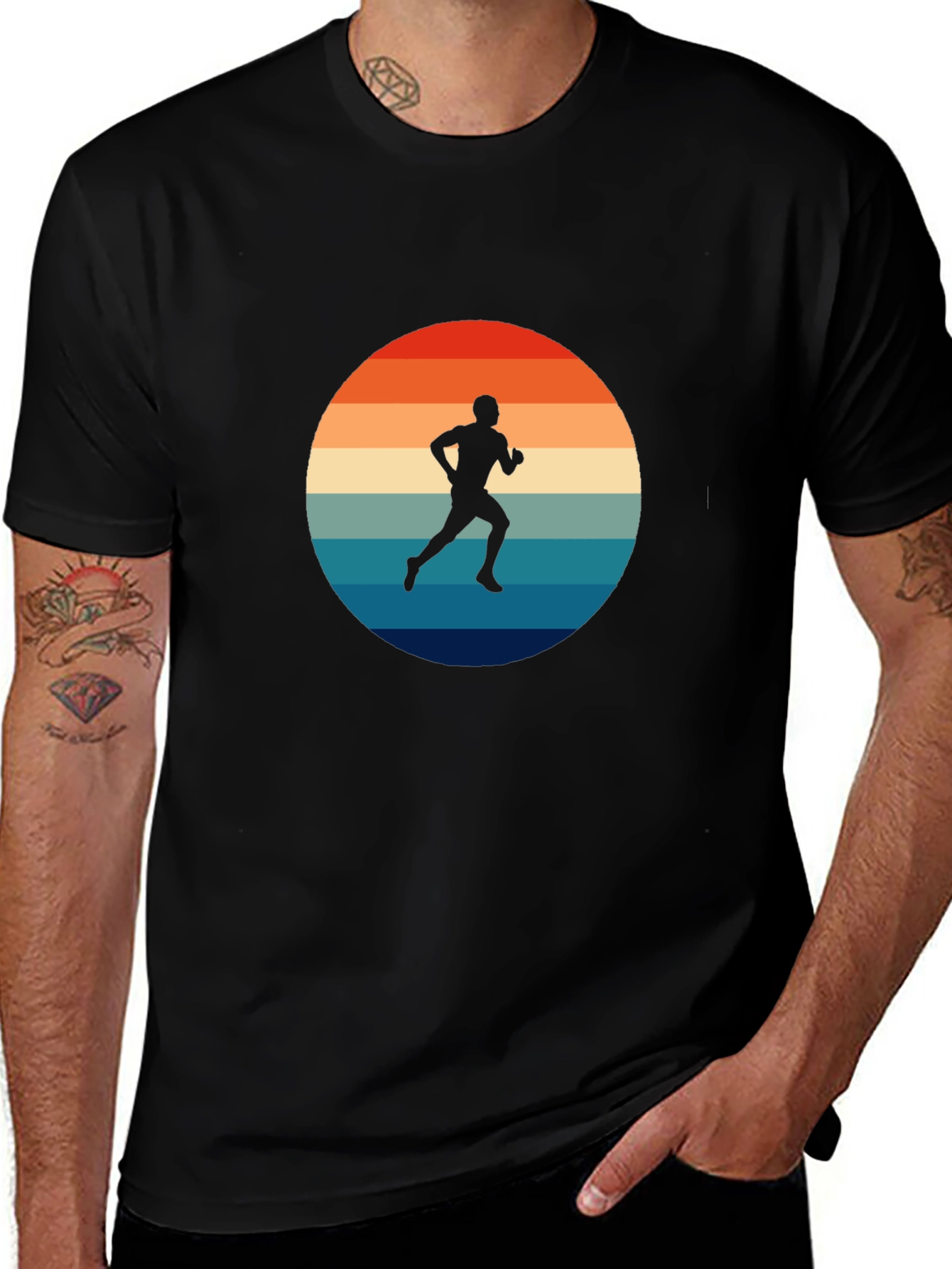 Variant 11 of Retro Runner Graphic Tee - Black T-Shirt