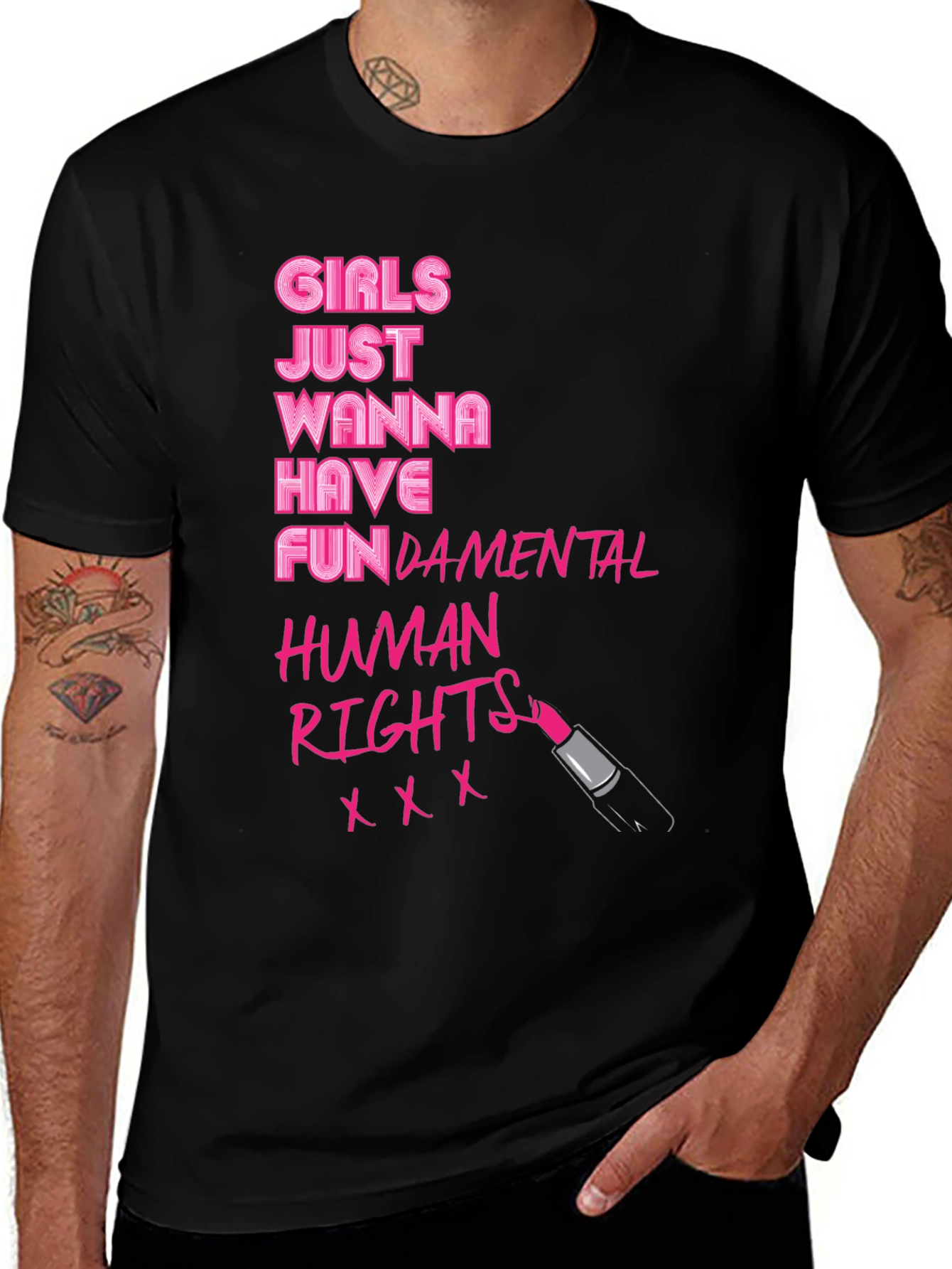 Variant 3 of Feminist Slogan T-Shirt - Girls Just Wanna Have Fundamental Rights