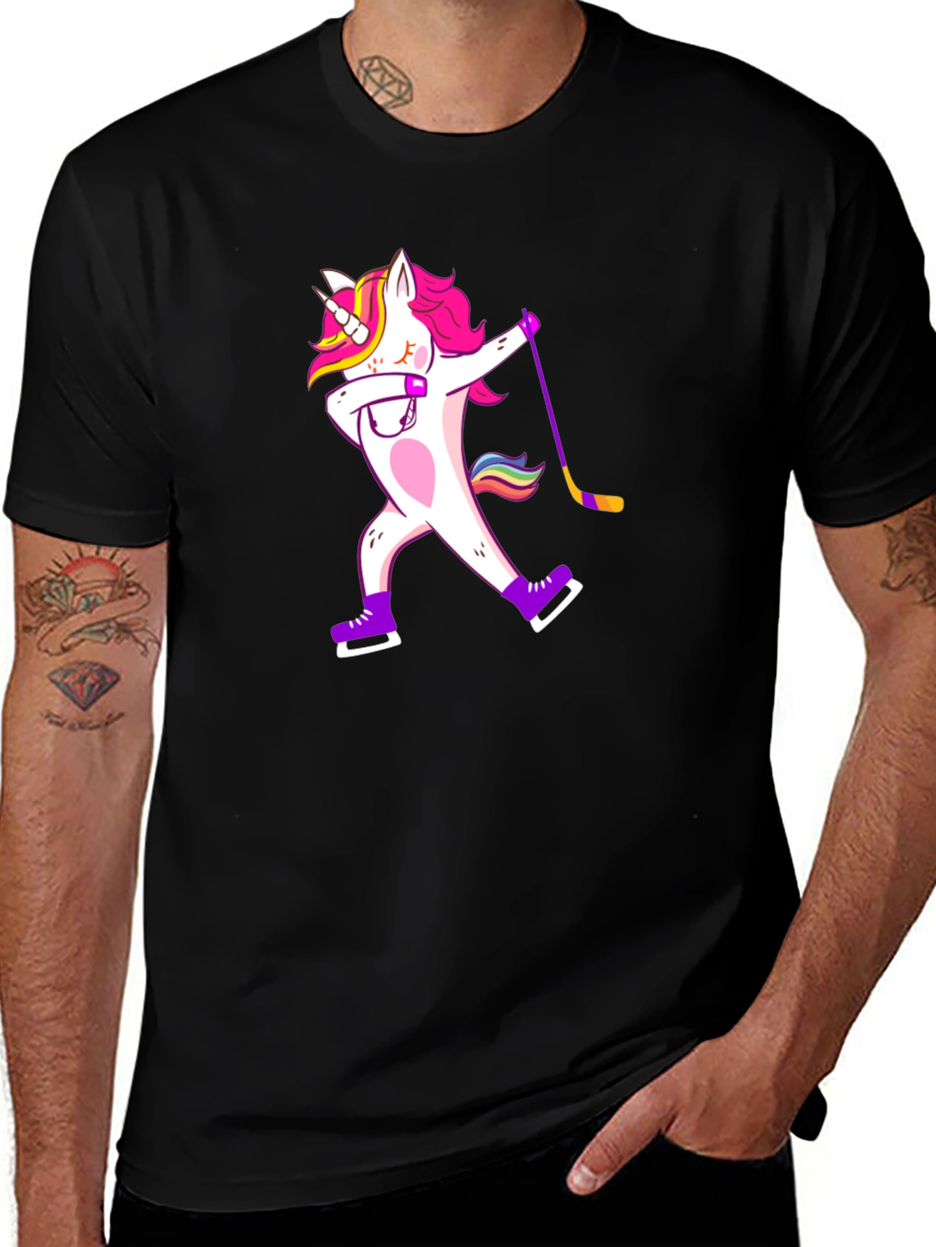 Variant 10 of Unicorn Hockey Dab Black T-Shirt