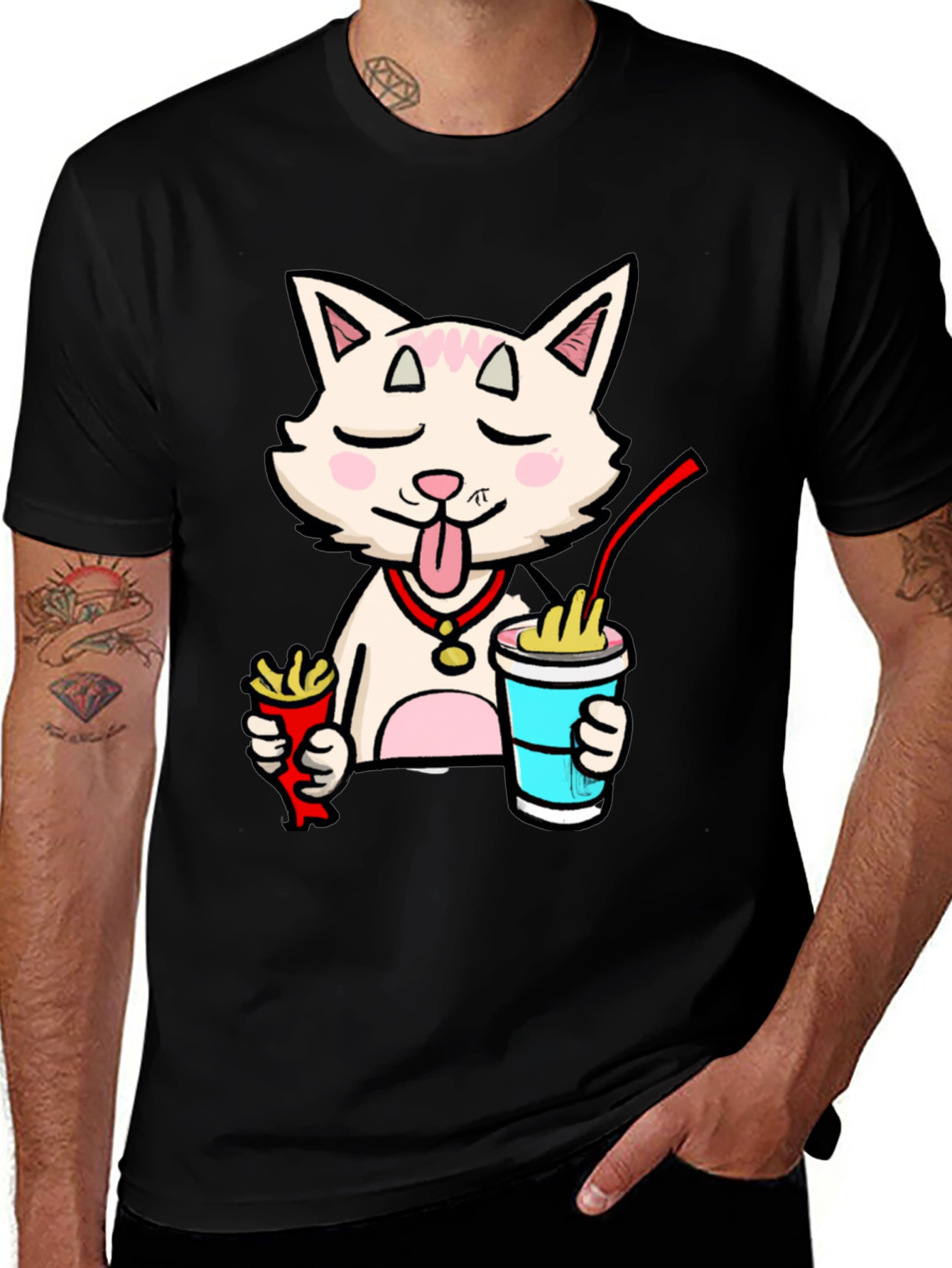 Variant 22 of Funny Cat Ramen T-Shirt - Black