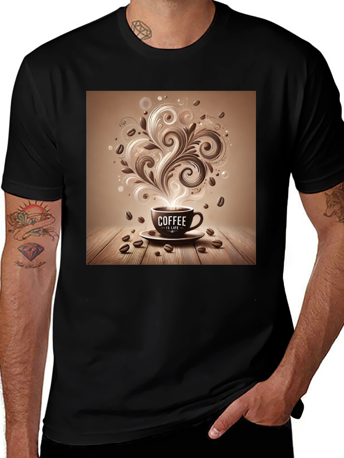 Coffee is Life Graphic Tee - Black