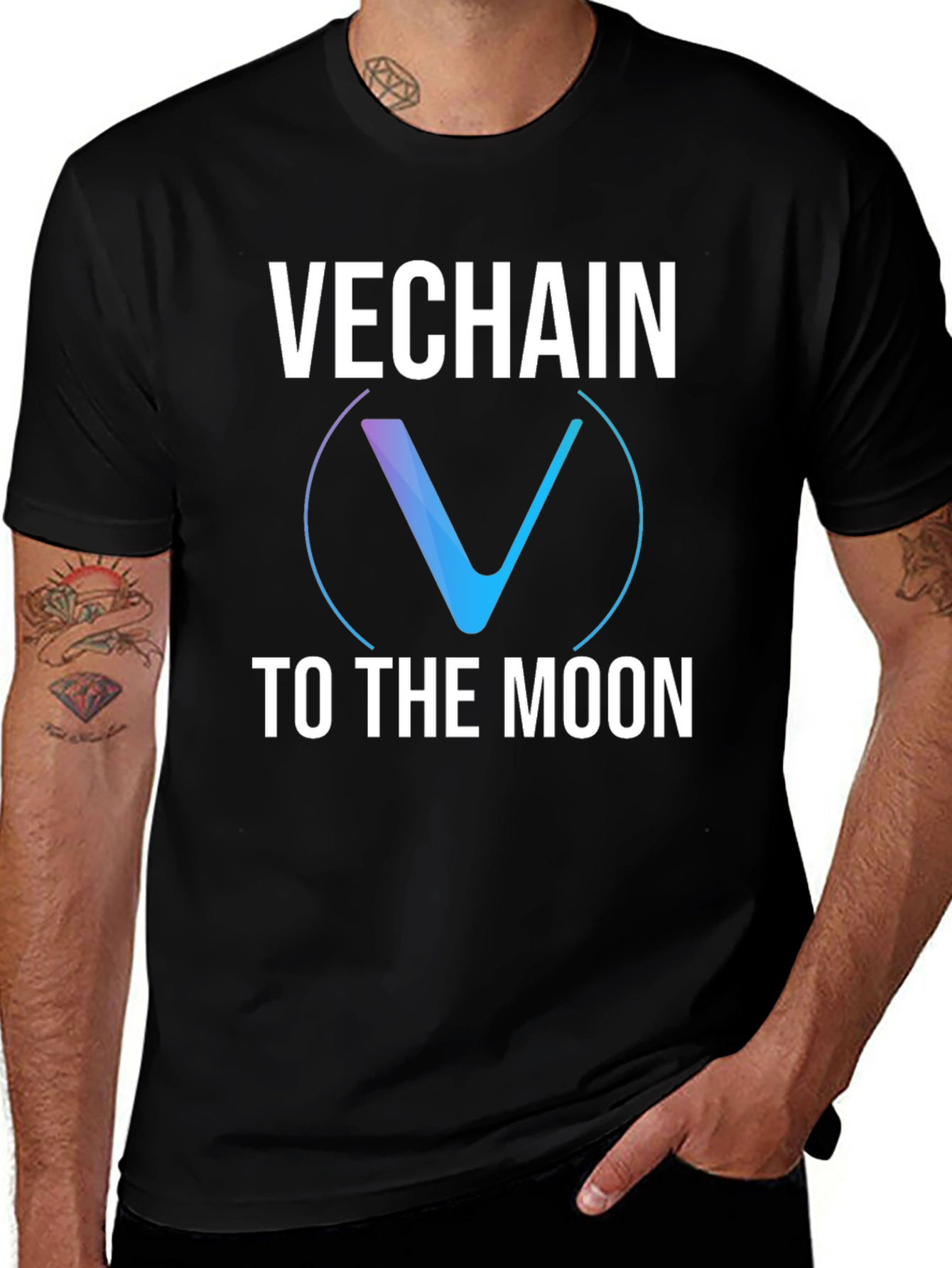 VeChain to the Moon Black Graphic T-Shirt