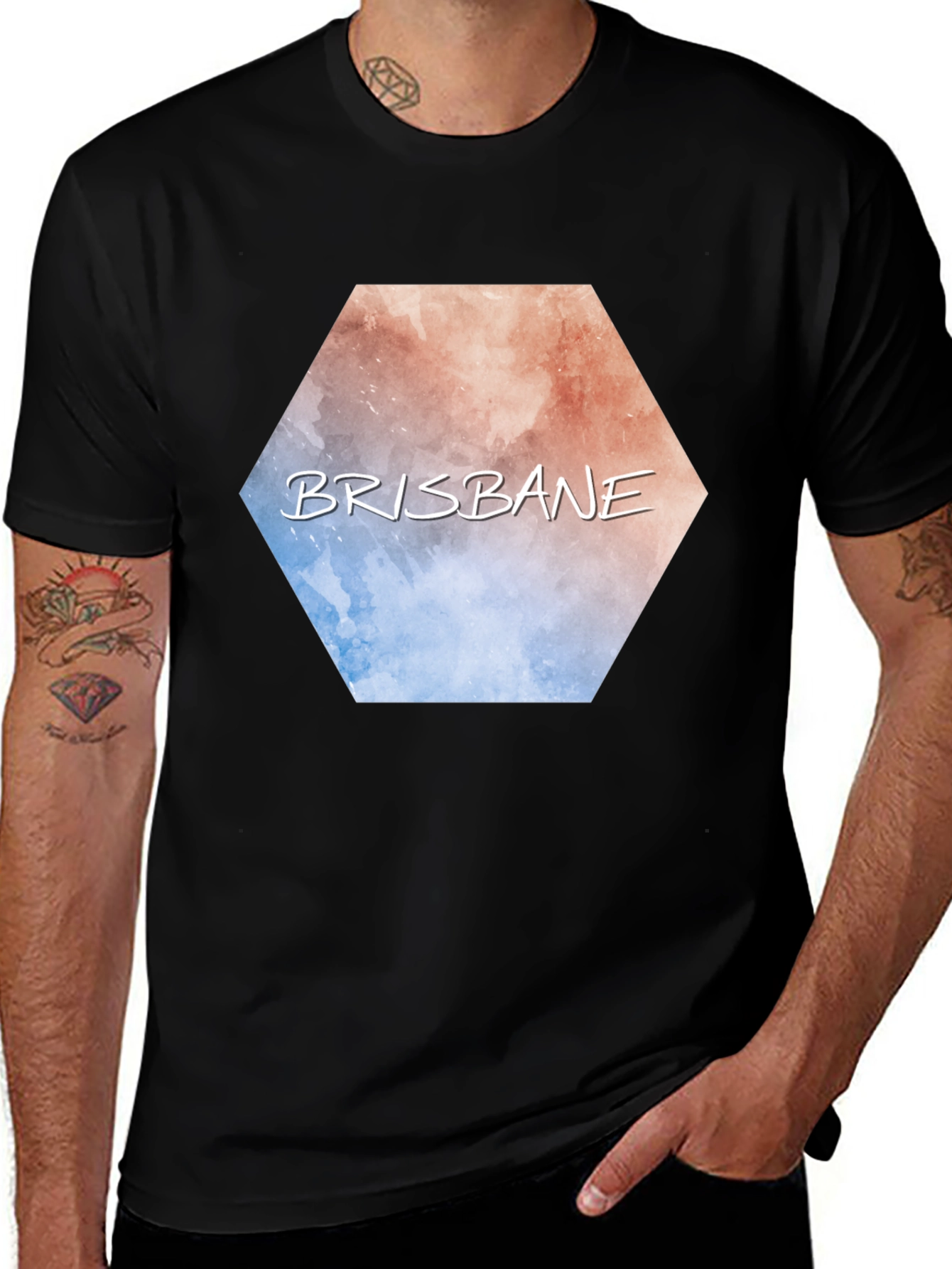 Brisbane Hexagon Graphic Tee - Modern City Pride T-Shirt
