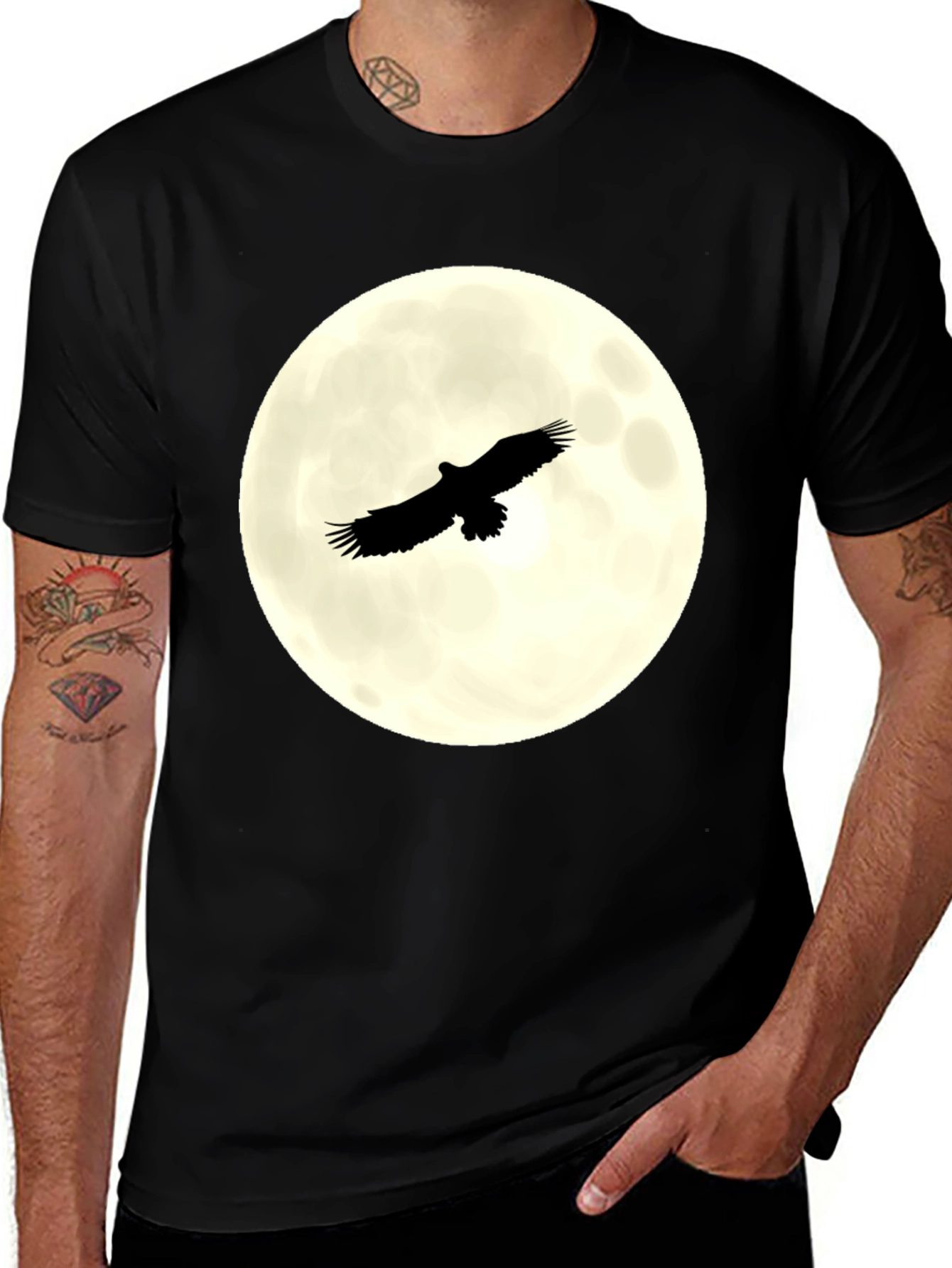 Variant 23 of Eagle Moon Graphic T-Shirt - Black