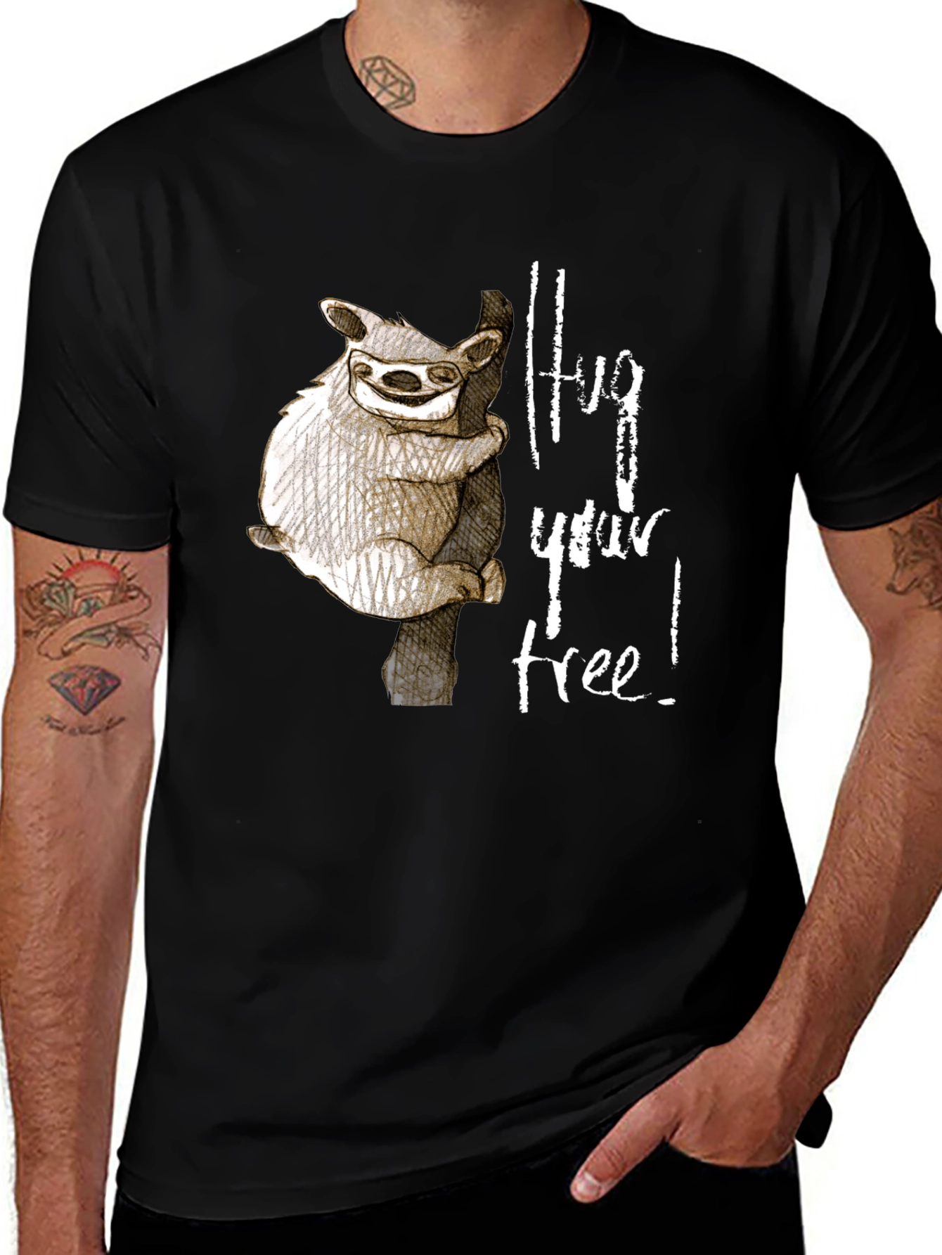 Variant 8 of Hug Your Tree Sloth Graphic Tee - Soft Cotton Comfort