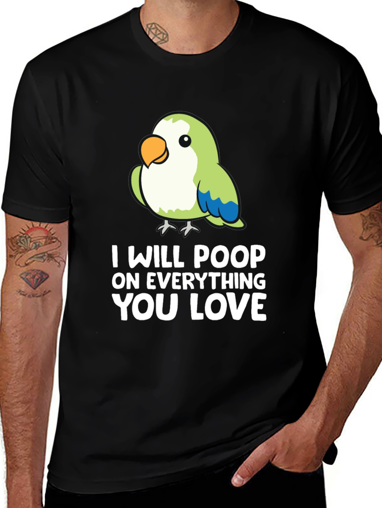 Variant 20 of Funny Parrot T-Shirt - I Will Poop on Everything You Love
