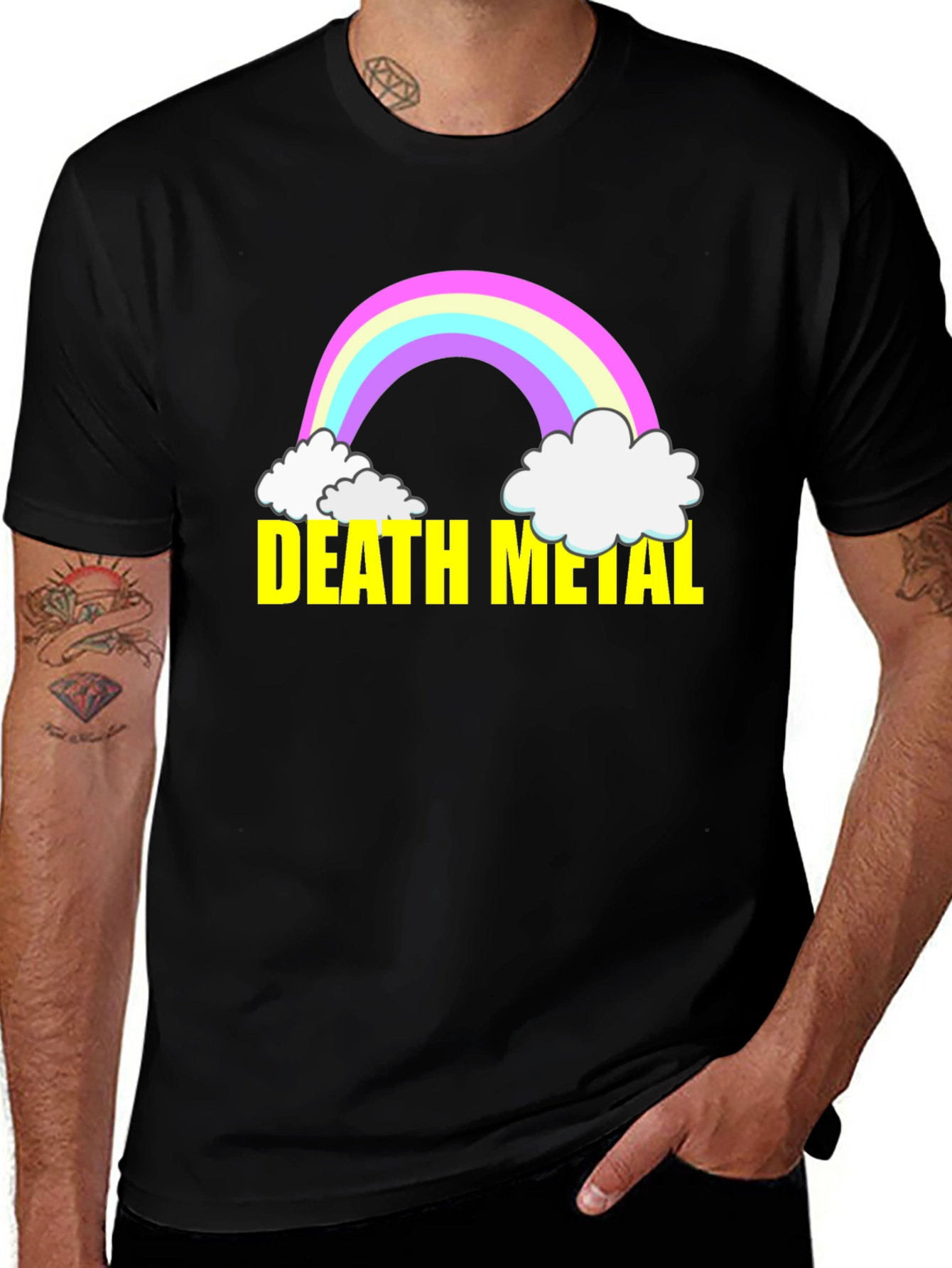 Variant 18 of Death Metal Rainbow T-Shirt - Black Cotton Tee