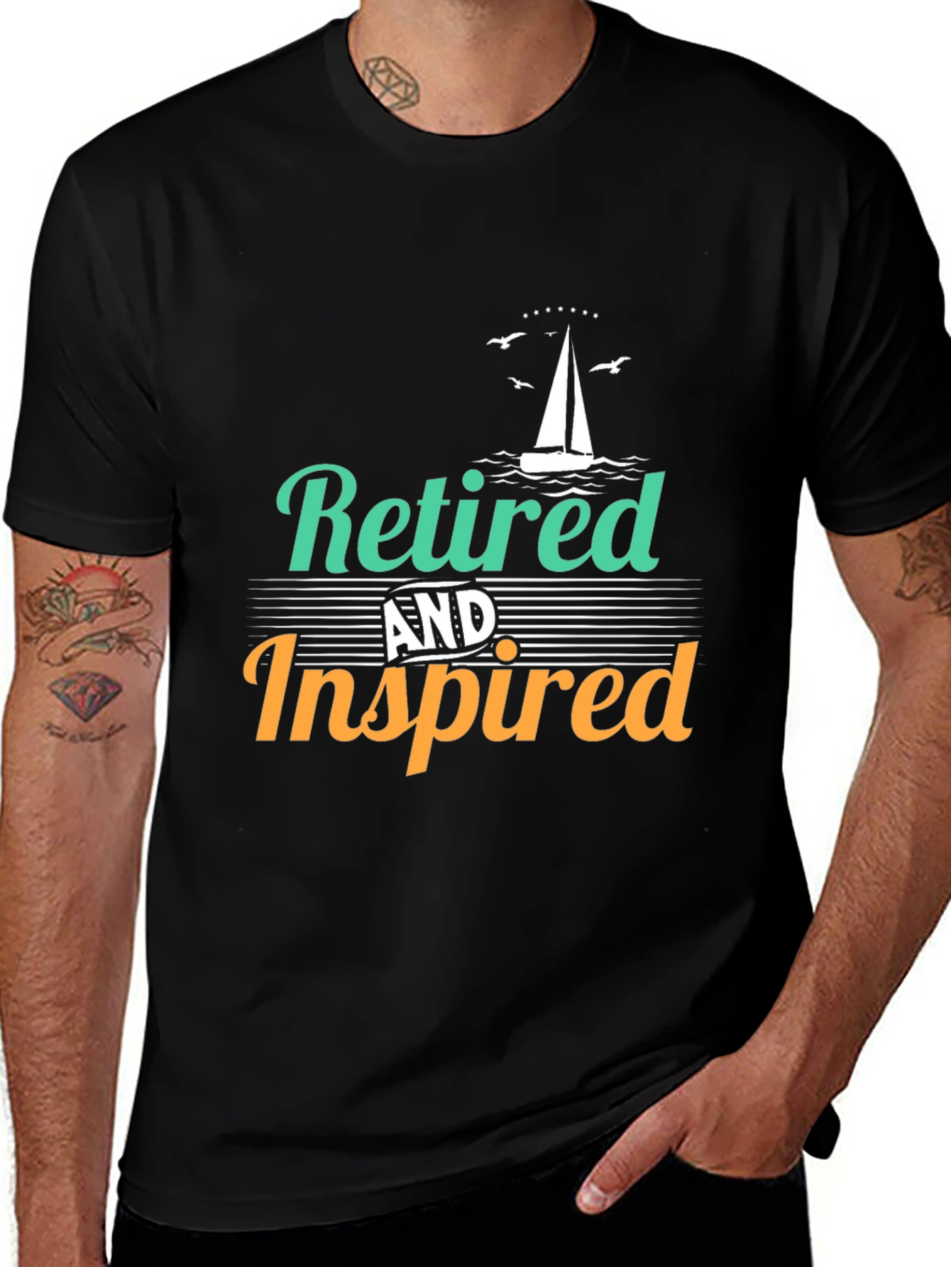 Variant 3 of Retired and Inspired Graphic Tee - Black