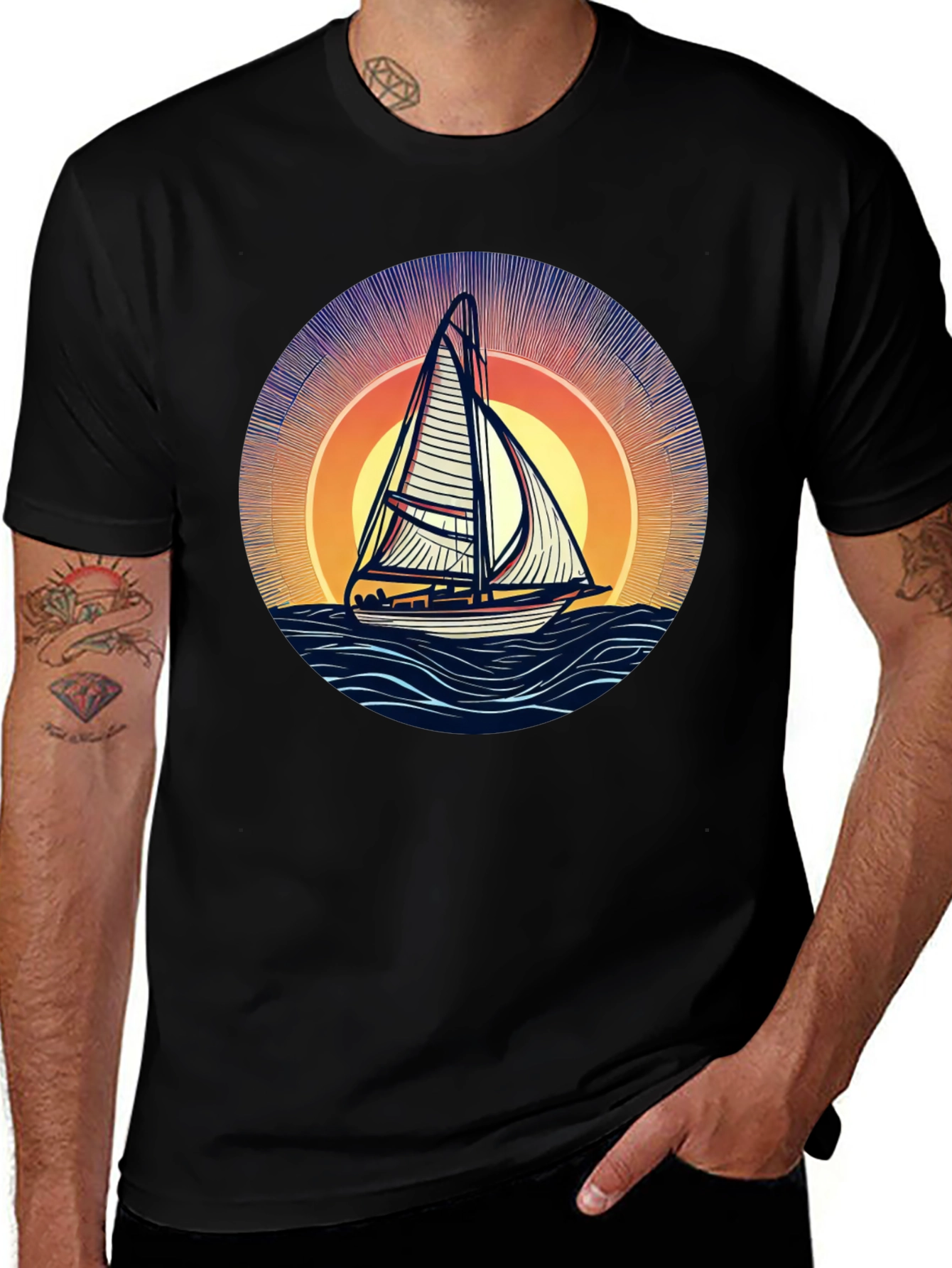 Variant 24 of Sailing at Sunset Black T-Shirt