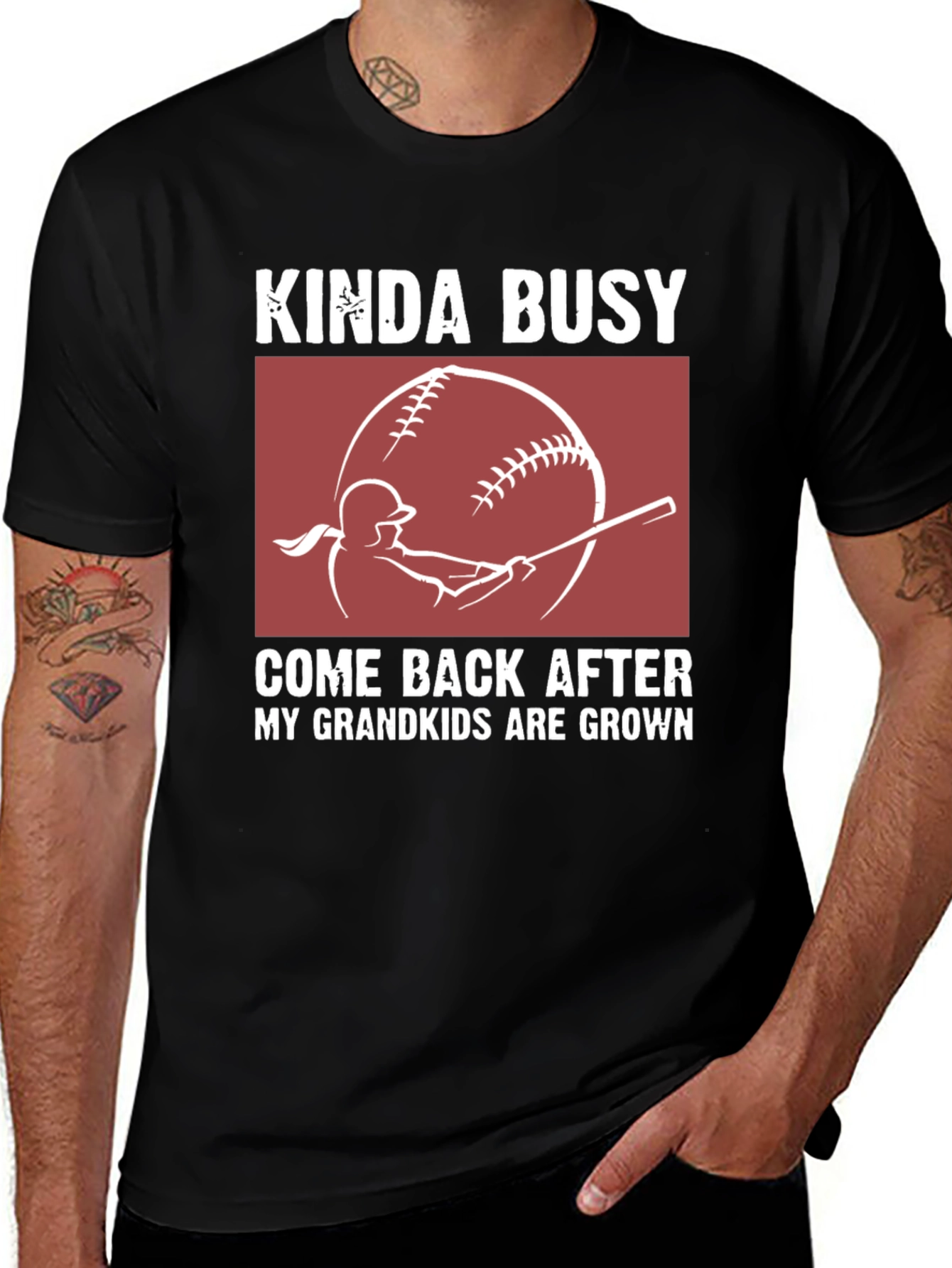 Variant 27 of Kinda Busy Grandkids Baseball Graphic T-Shirt