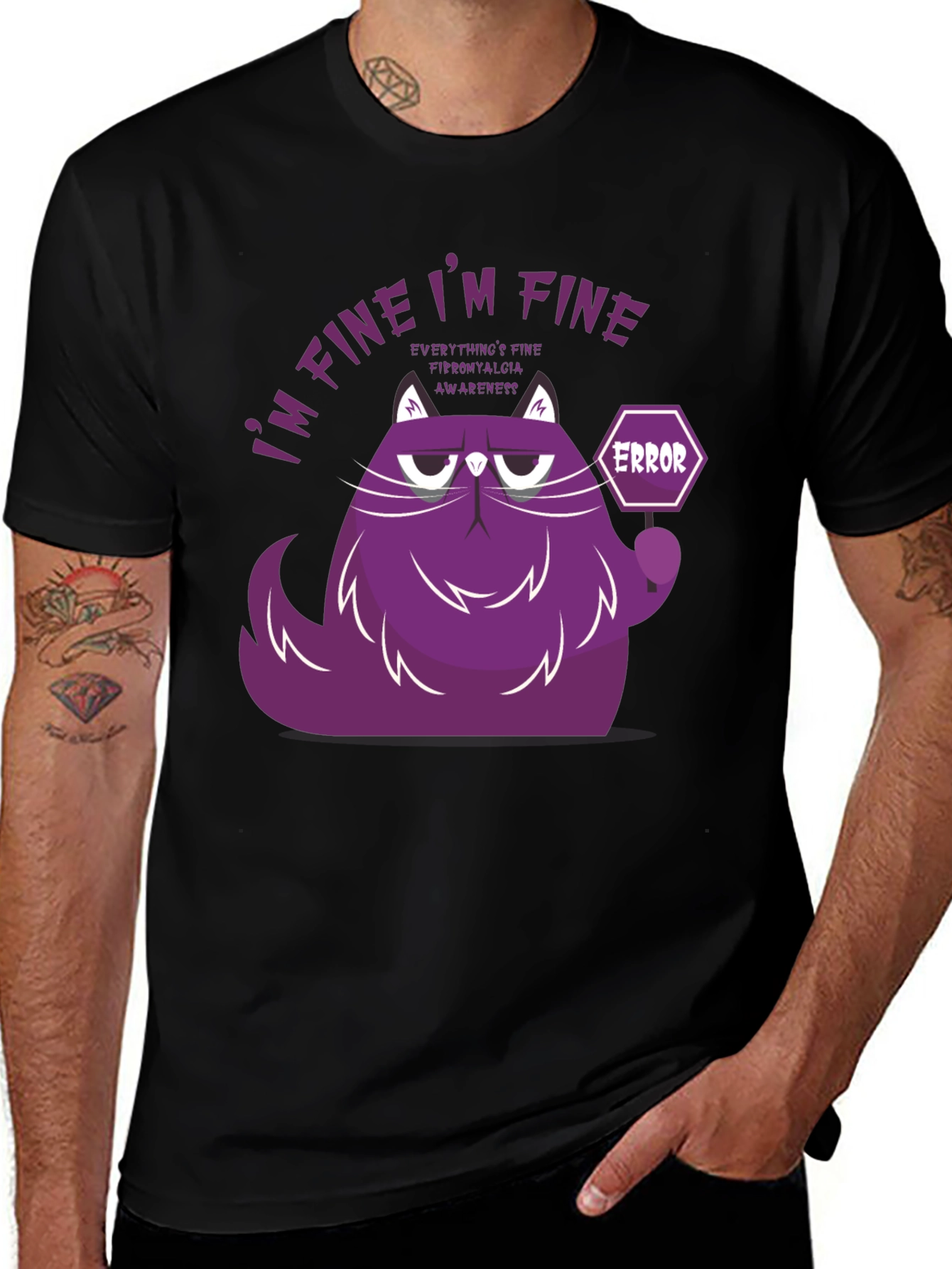 Variant 3 of I'm Fine Cat T-Shirt - Fibromyalgia Awareness