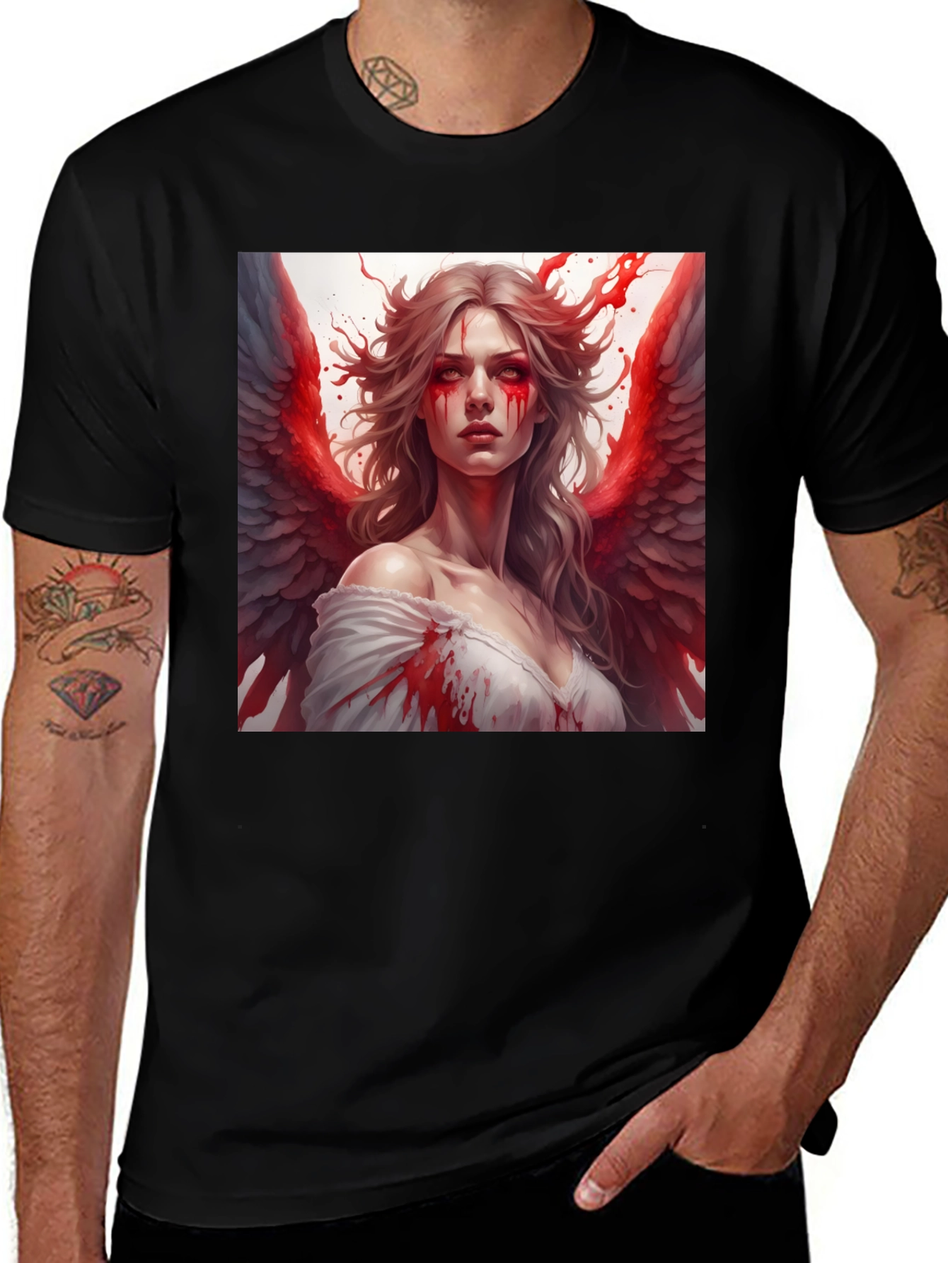 Variant 23 of Bloody Angel Graphic T-Shirt - Black