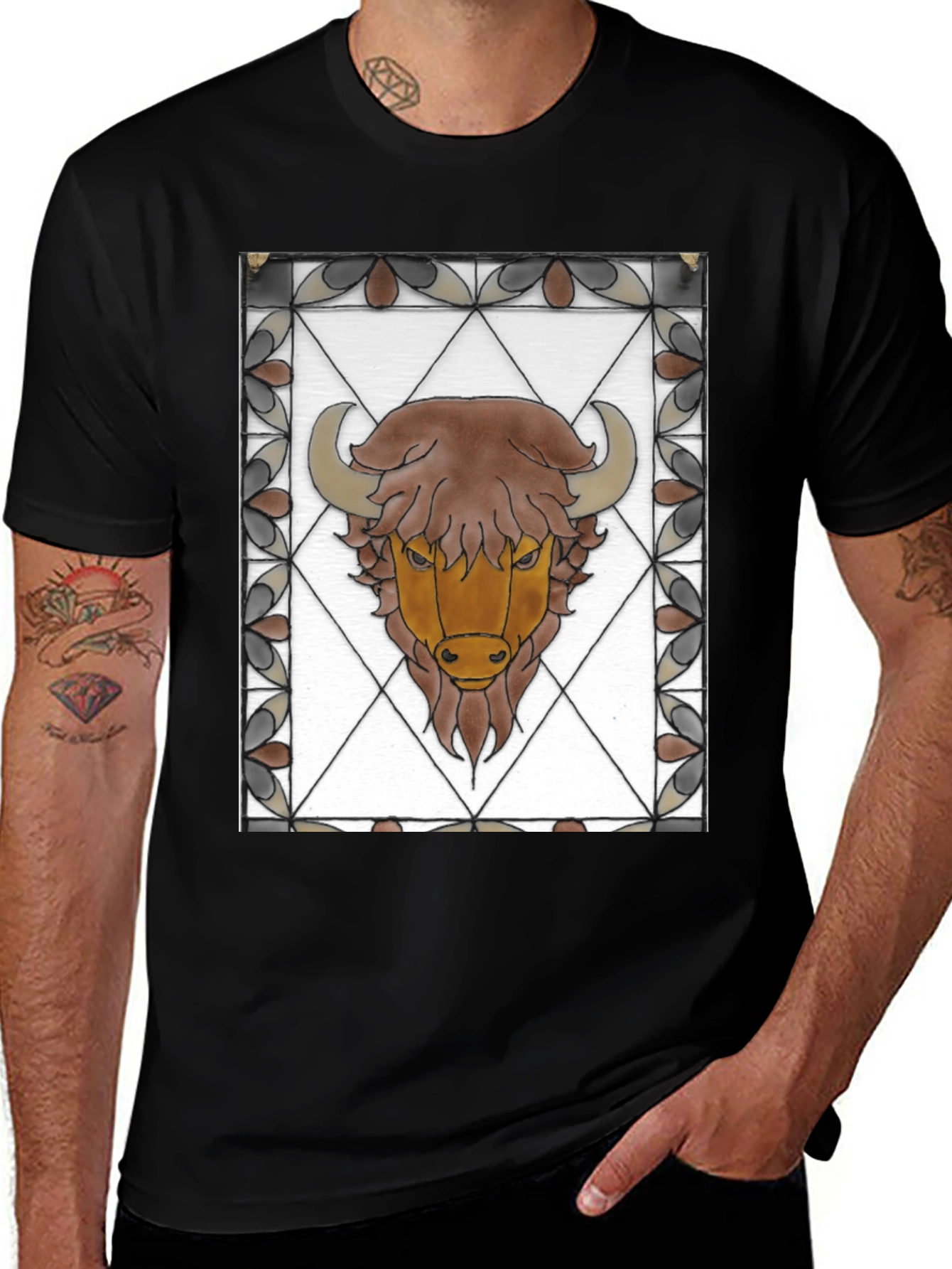 Variant 22 of Bison Stained Glass Graphic Tee
