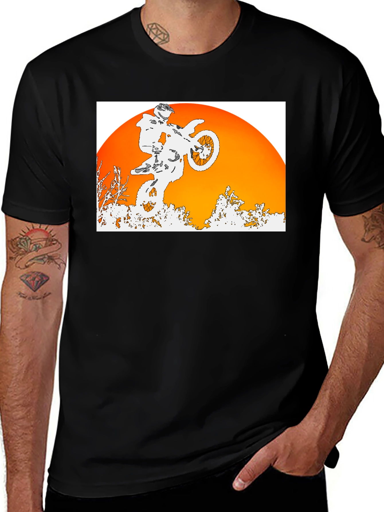 Variant 21 of Motorcycle Stunt Graphic Tee - Black
