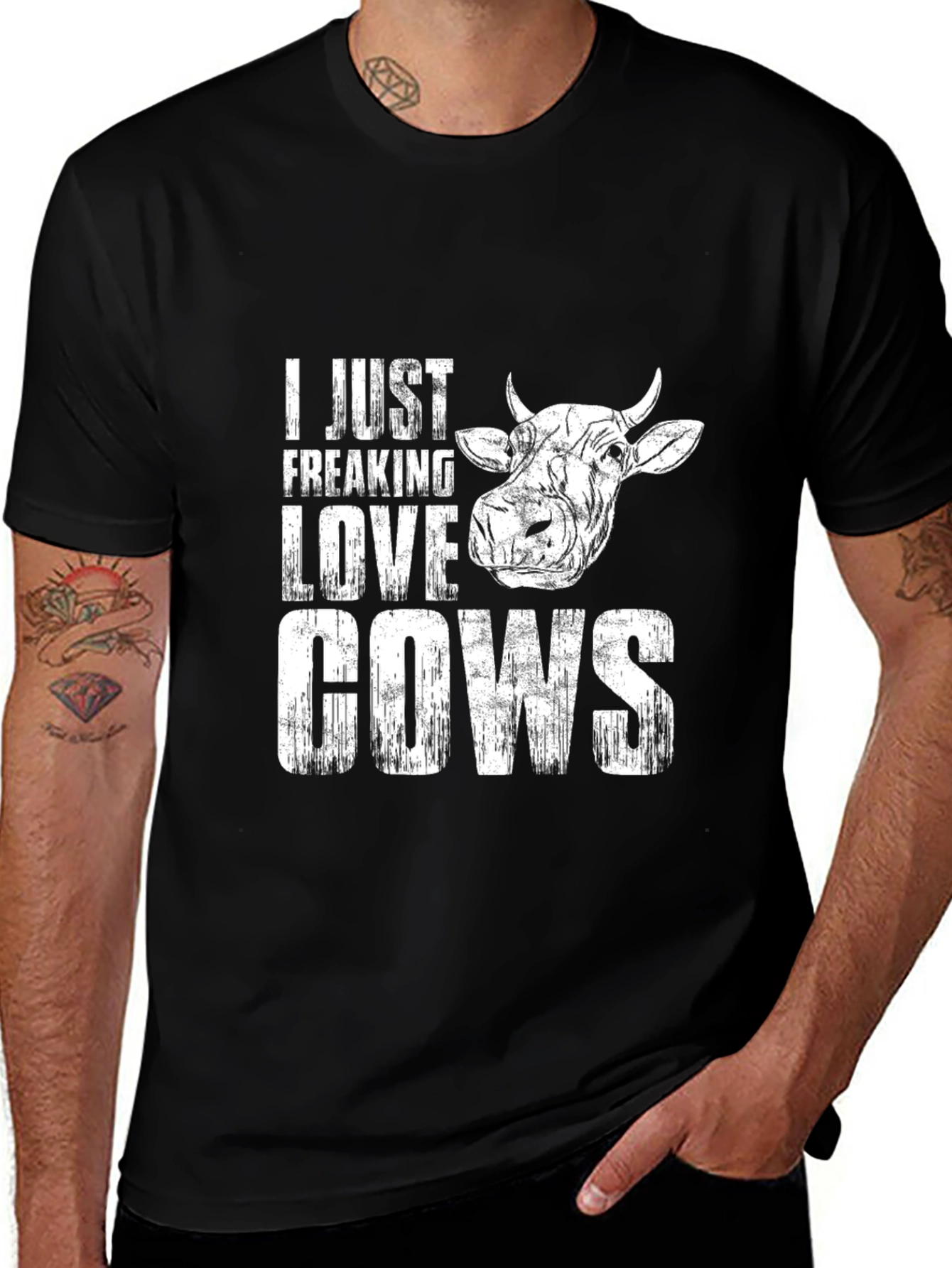 Variant 27 of I Just Freaking Love Cows Graphic T-Shirt - Black
