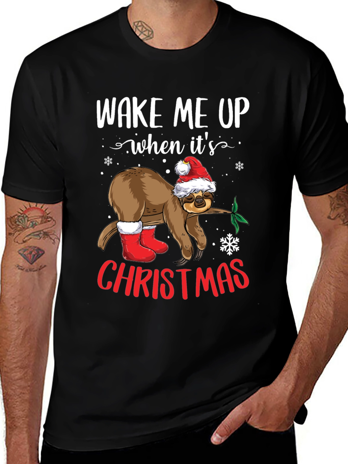 Wake Me Up When It's Christmas Sloth Tee