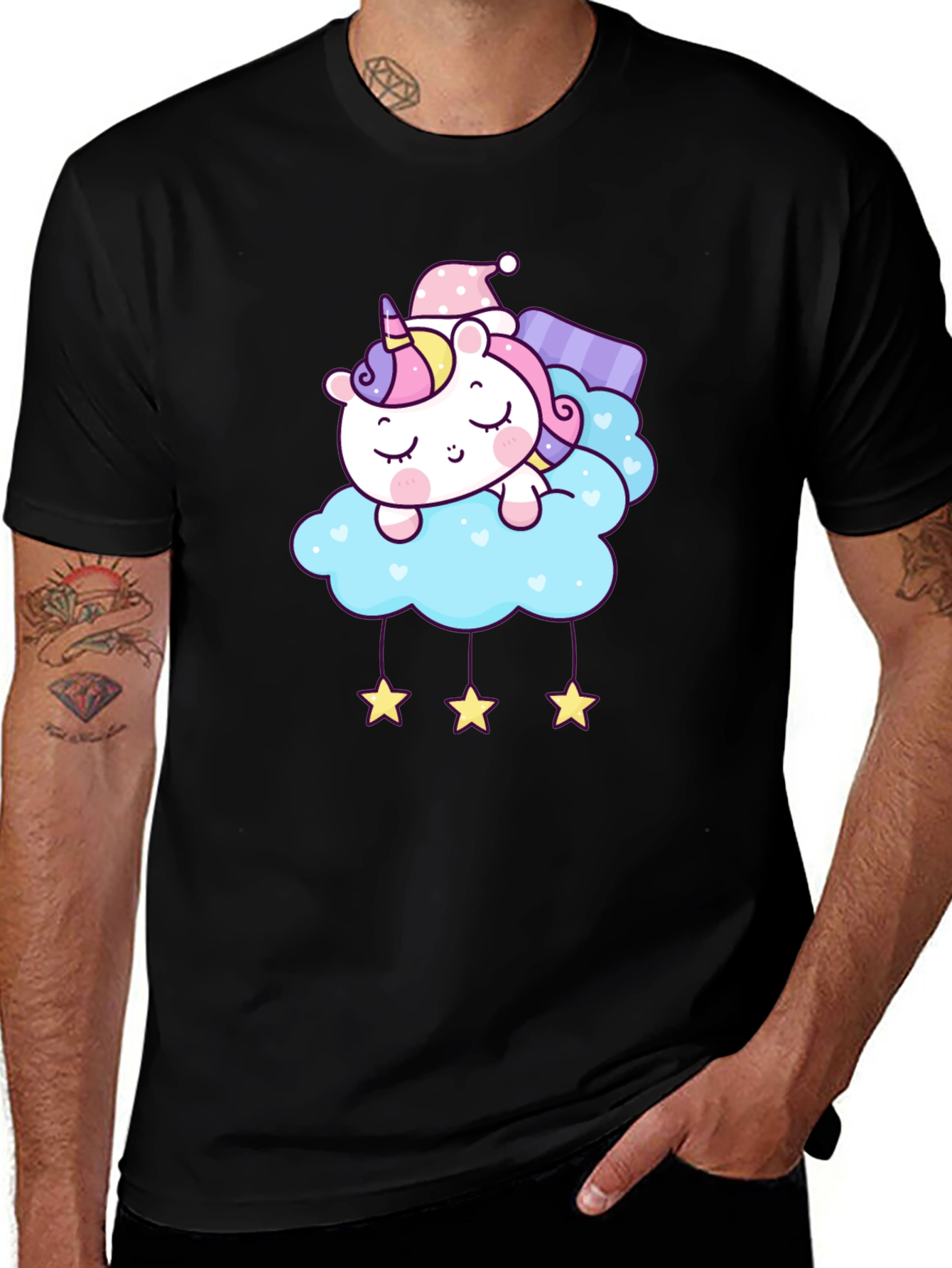 Variant 4 of Sleeping Unicorn On Cloud T-Shirt - Black