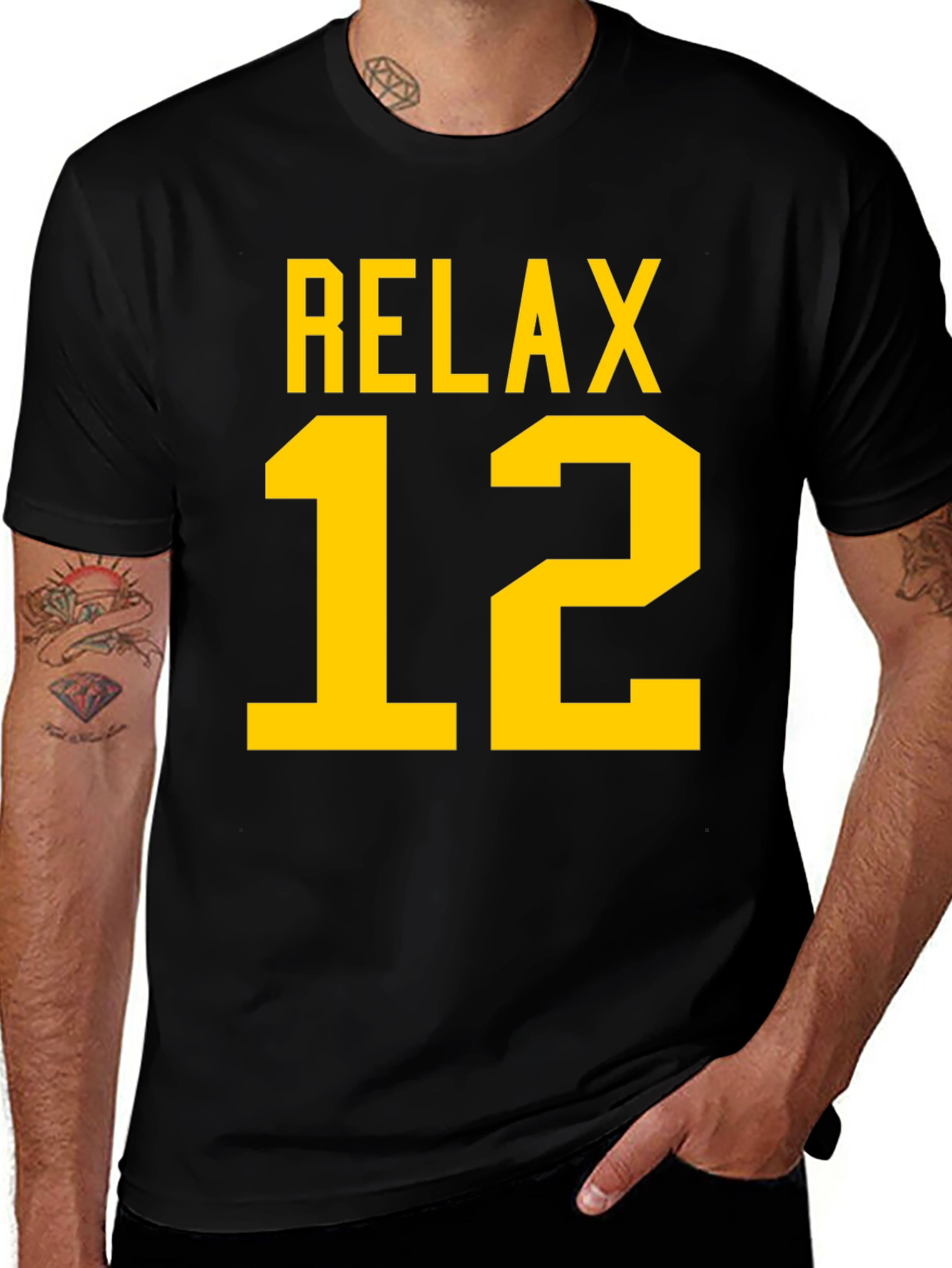 Variant 11 of Relax 12 T-Shirt - Black & Gold, Casual Wear