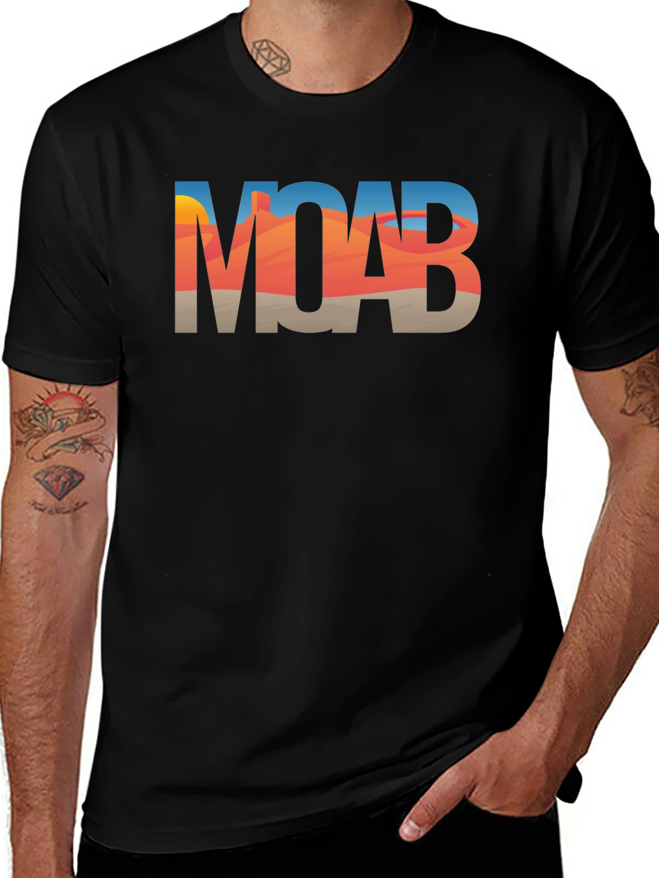 Moab Desert Graphic Tee - Black Cotton T-Shirt