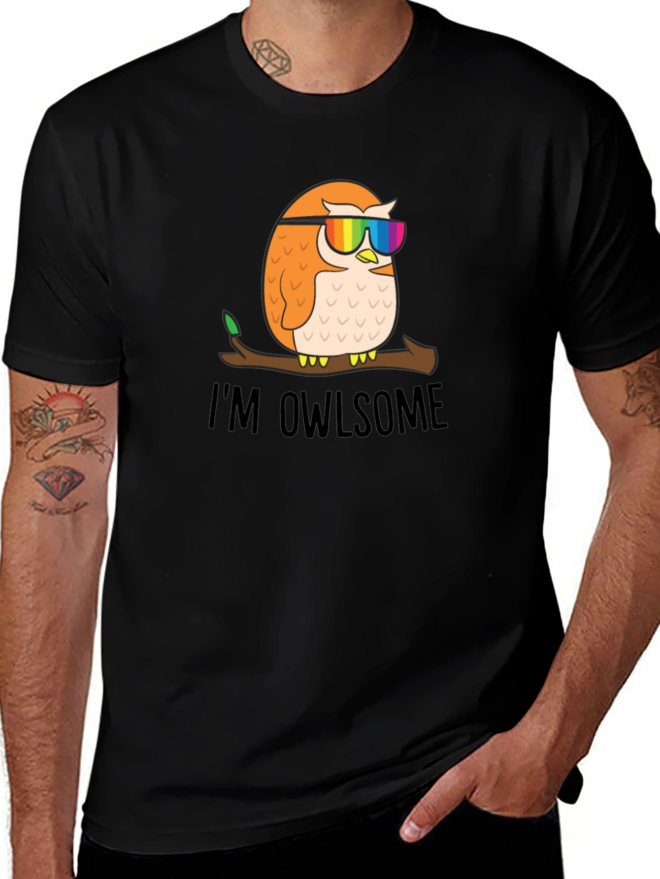 Variant 15 of I'm Owlsome T-Shirt - Funny Owl with Rainbow Glasses