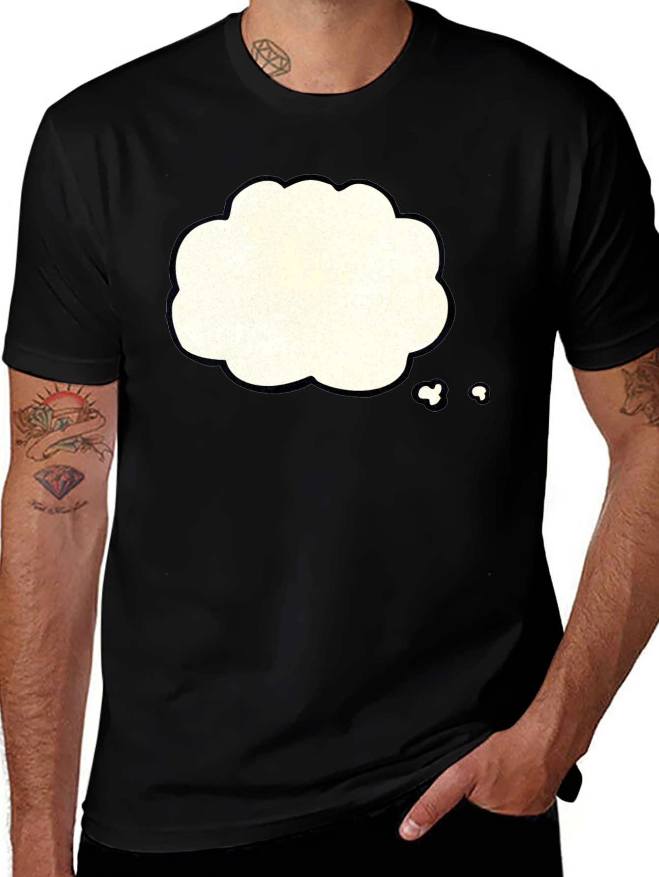 Thinking Cloud Graphic Tee - Black Cotton T-Shirt