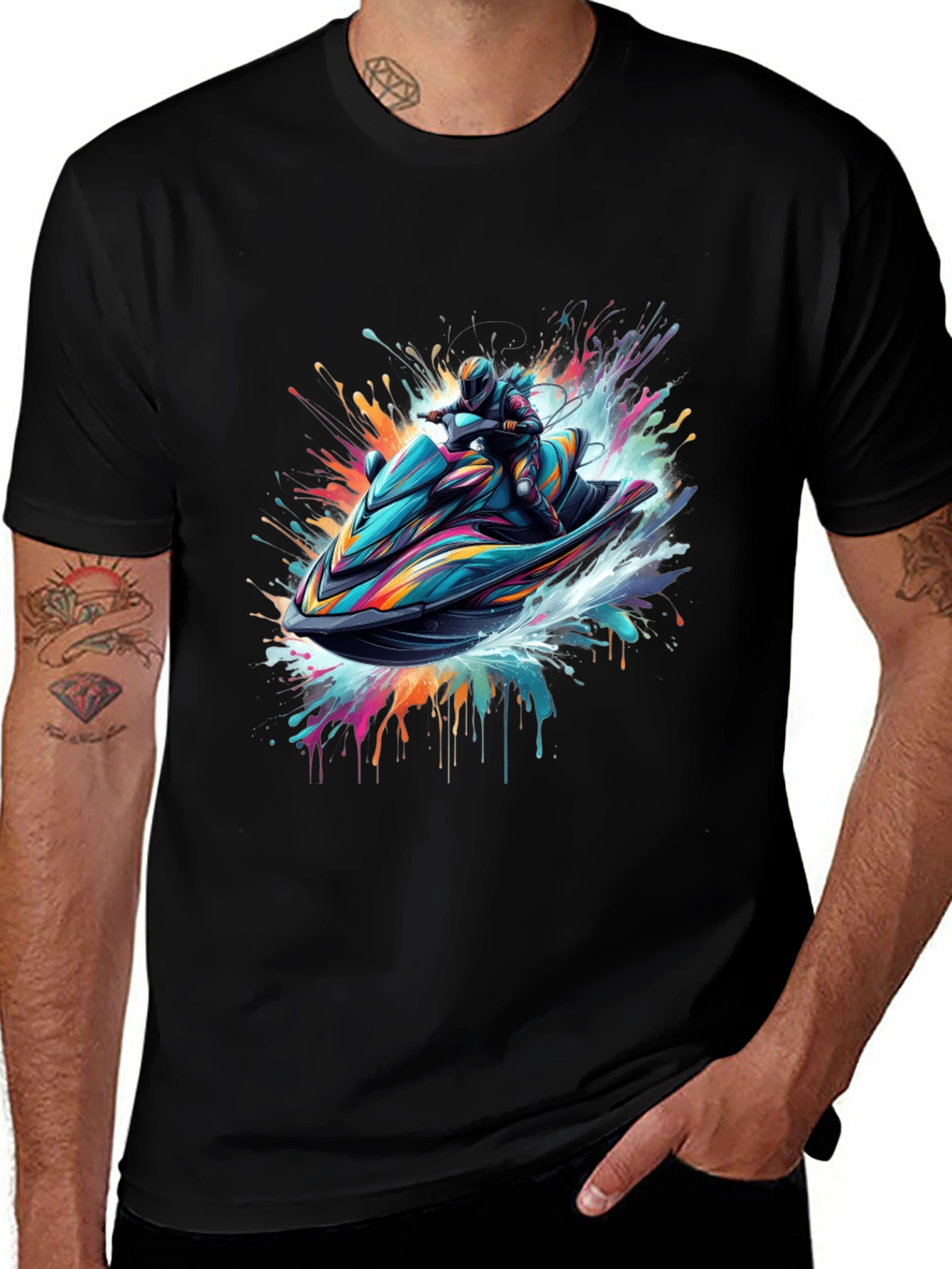 Variant 16 of Jet Ski Rider Black T-Shirt - Vibrant Graphic Tee