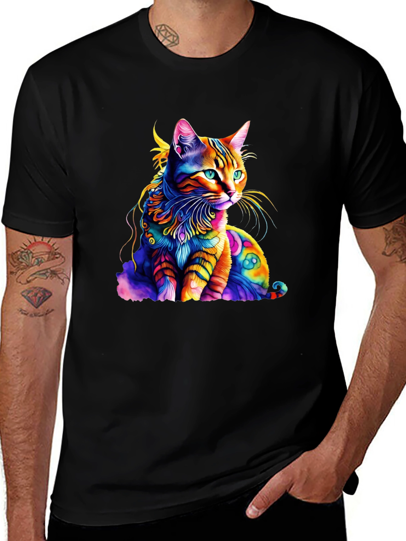 Variant 21 of Colorful Cat Graphic T-Shirt