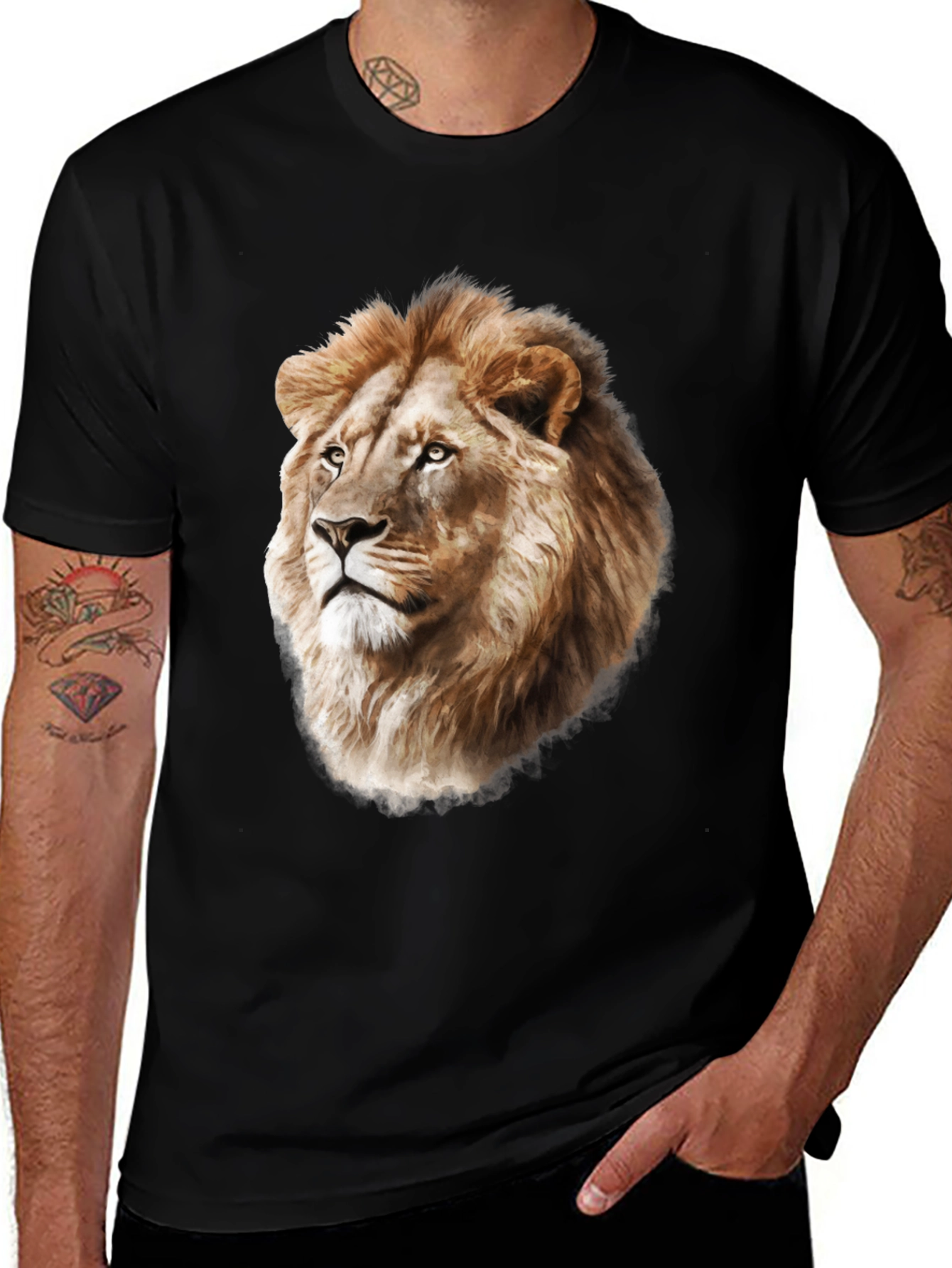 Variant 18 of Lion Graphic Black T-Shirt