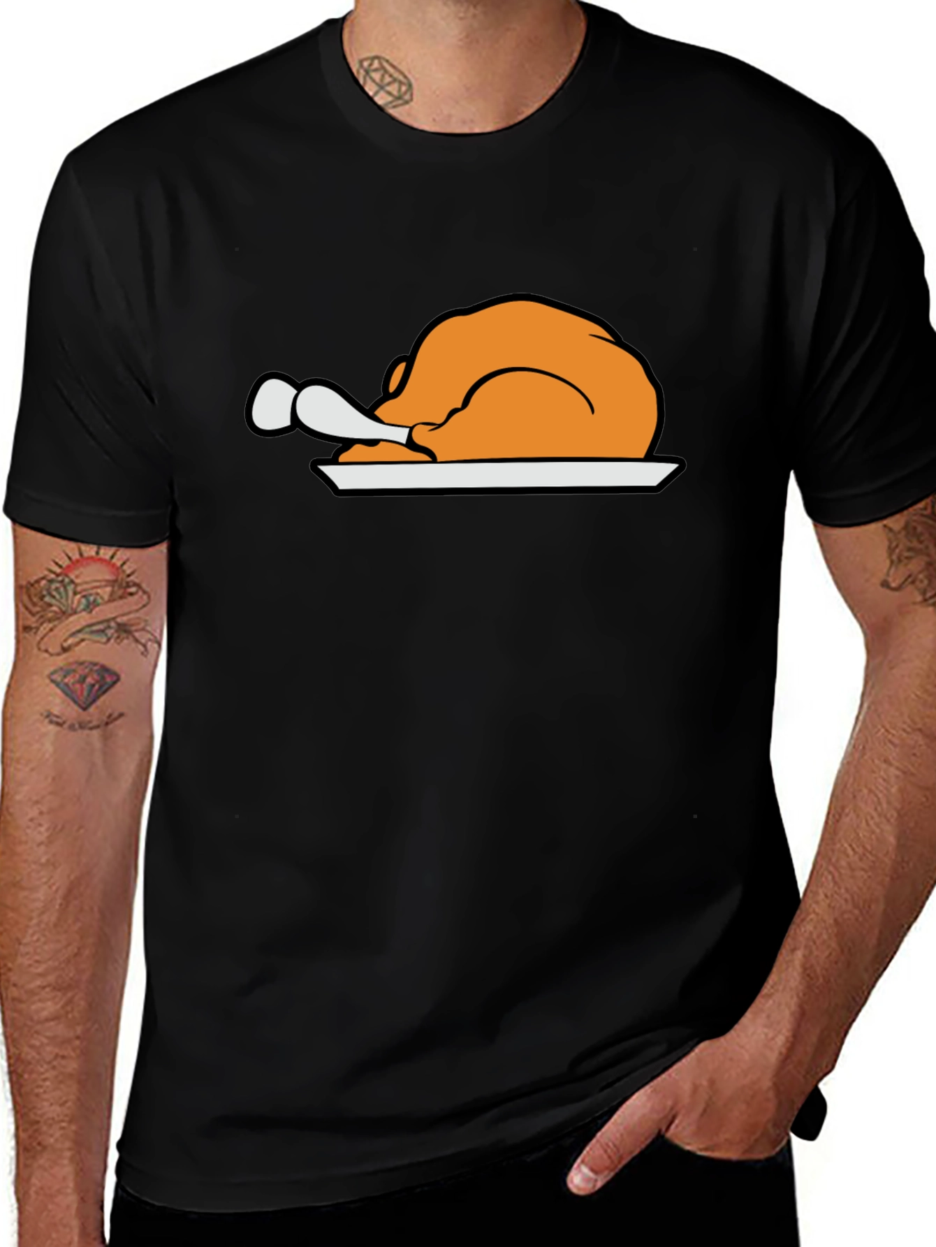Thanksgiving Turkey Graphic Black T-Shirt