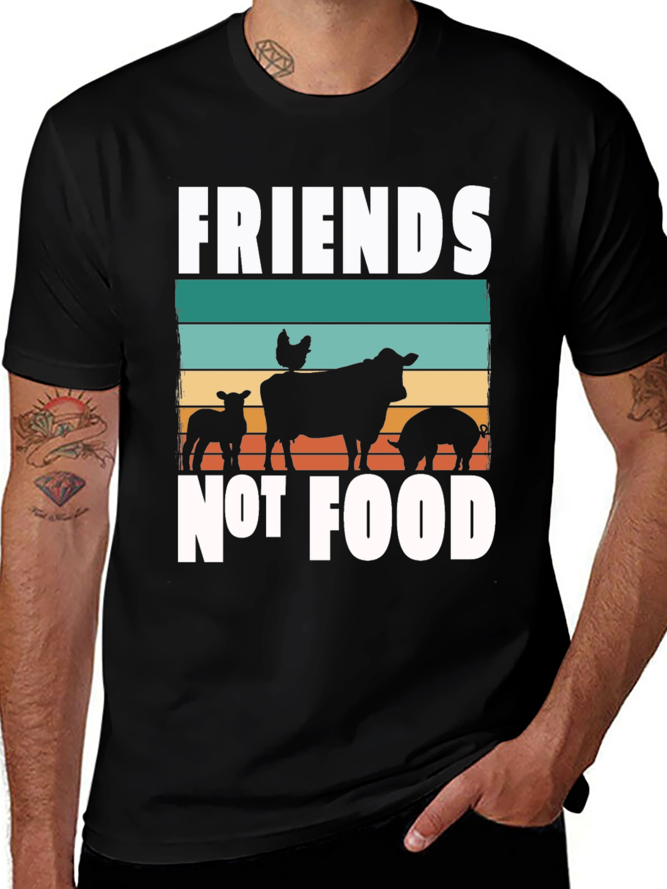 Variant 22 of Friends Not Food Vegan T-Shirt Animal Rights Tee