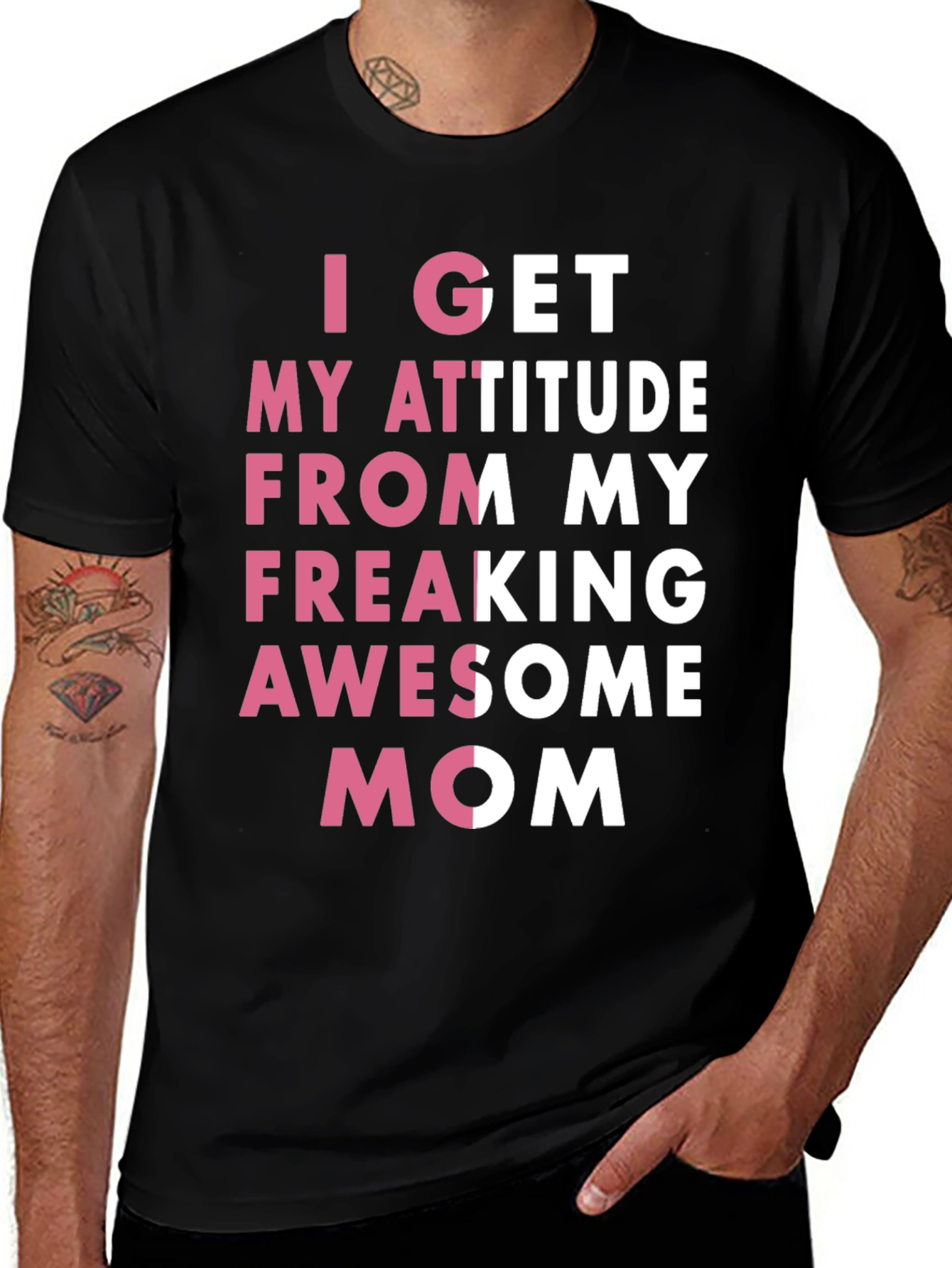 Variant 4 of Awesome Mom Graphic Tee - Black Cotton T-Shirt