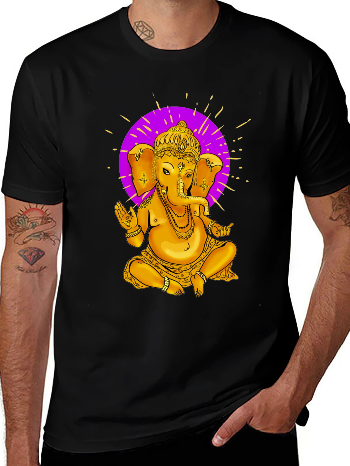 Ganesh Graphic Tee - Artistic Spiritual Design