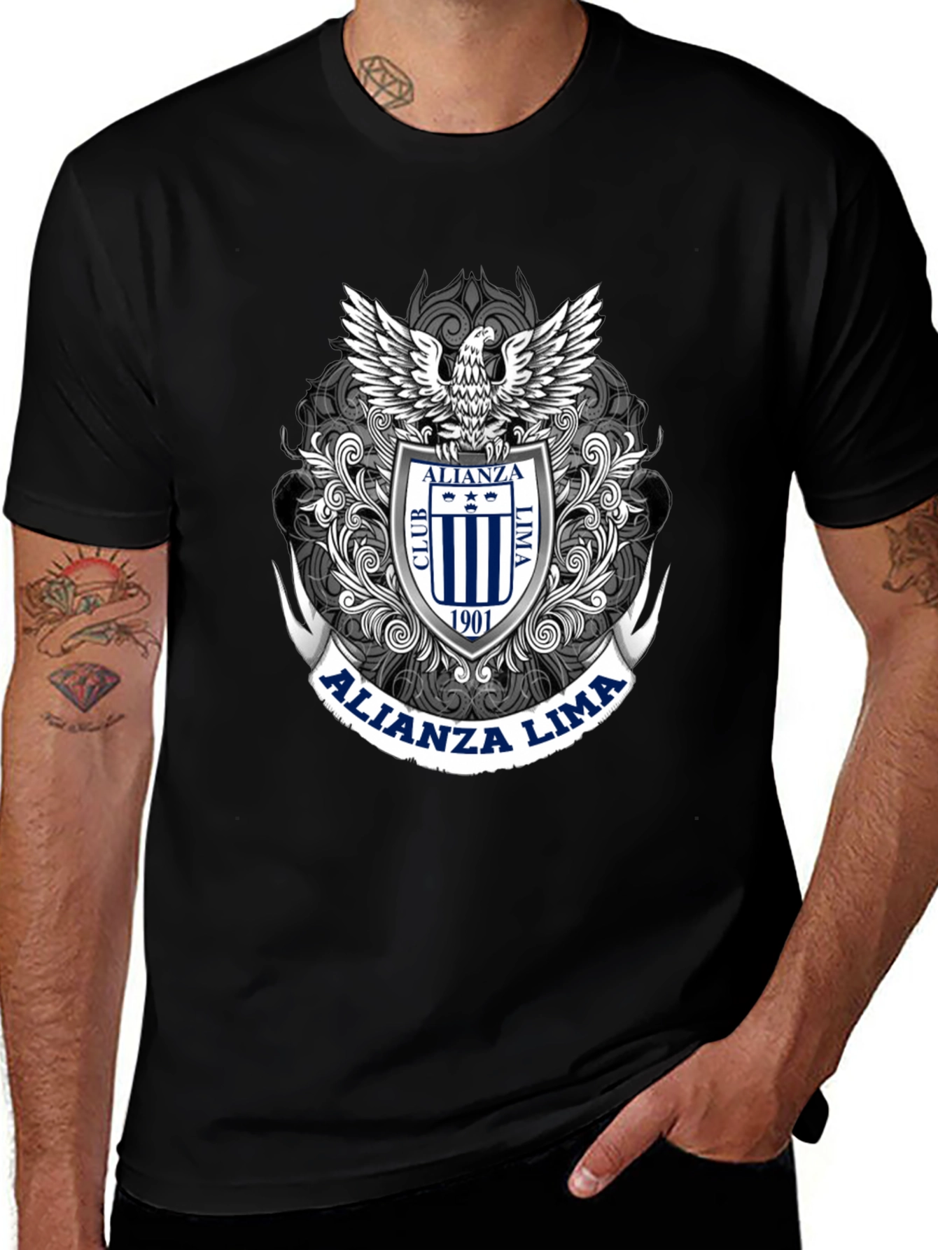 Variant 10 of Alianza Lima Eagle Crest Black T-Shirt