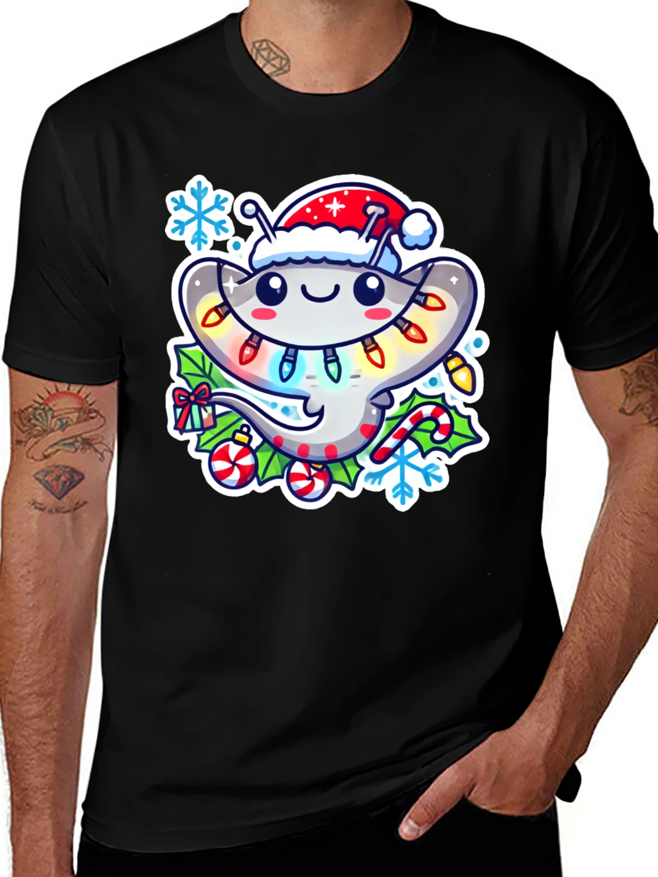 Christmas Stingray Santa Hat T-Shirt
