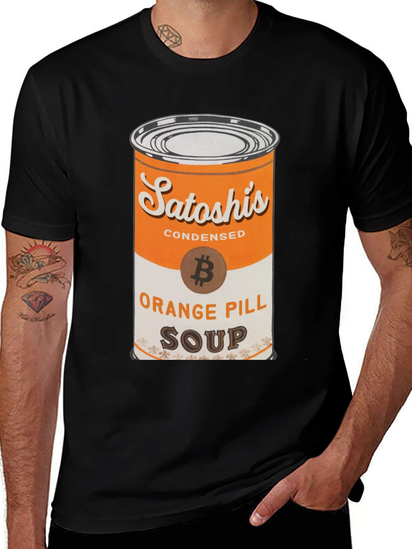 Satoshi's Orange Pill Soup T-Shirt - Bitcoin Crypto Tee