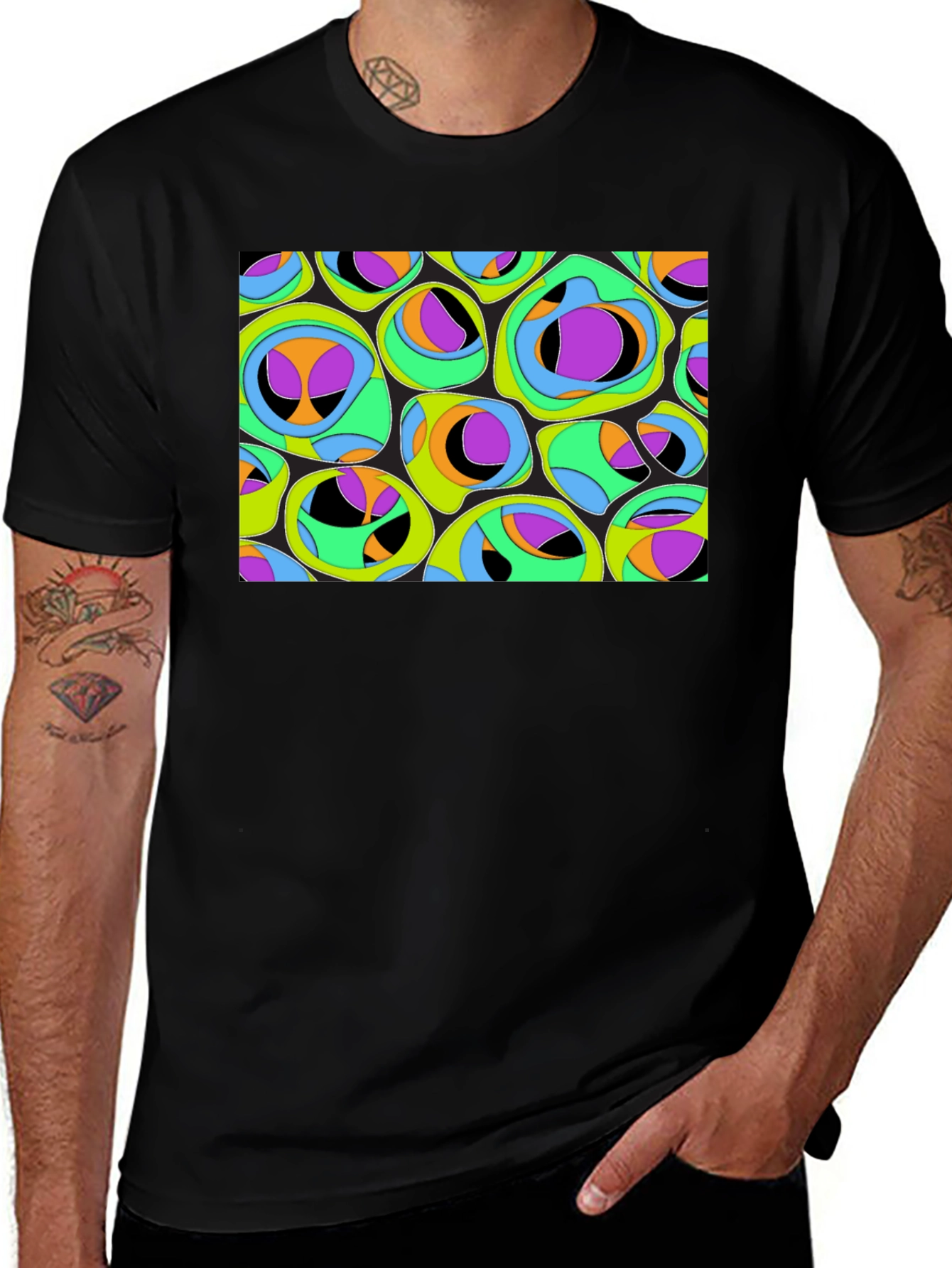 Variant 12 of Abstract Organic Pattern Black T-Shirt