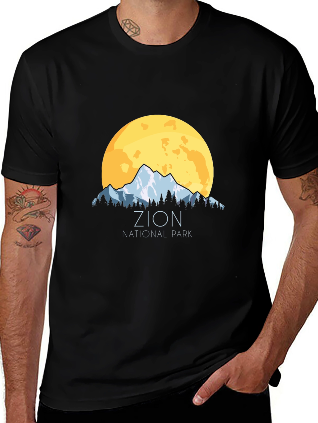 Variant 25 of Zion National Park Graphic Tee - Black Cotton