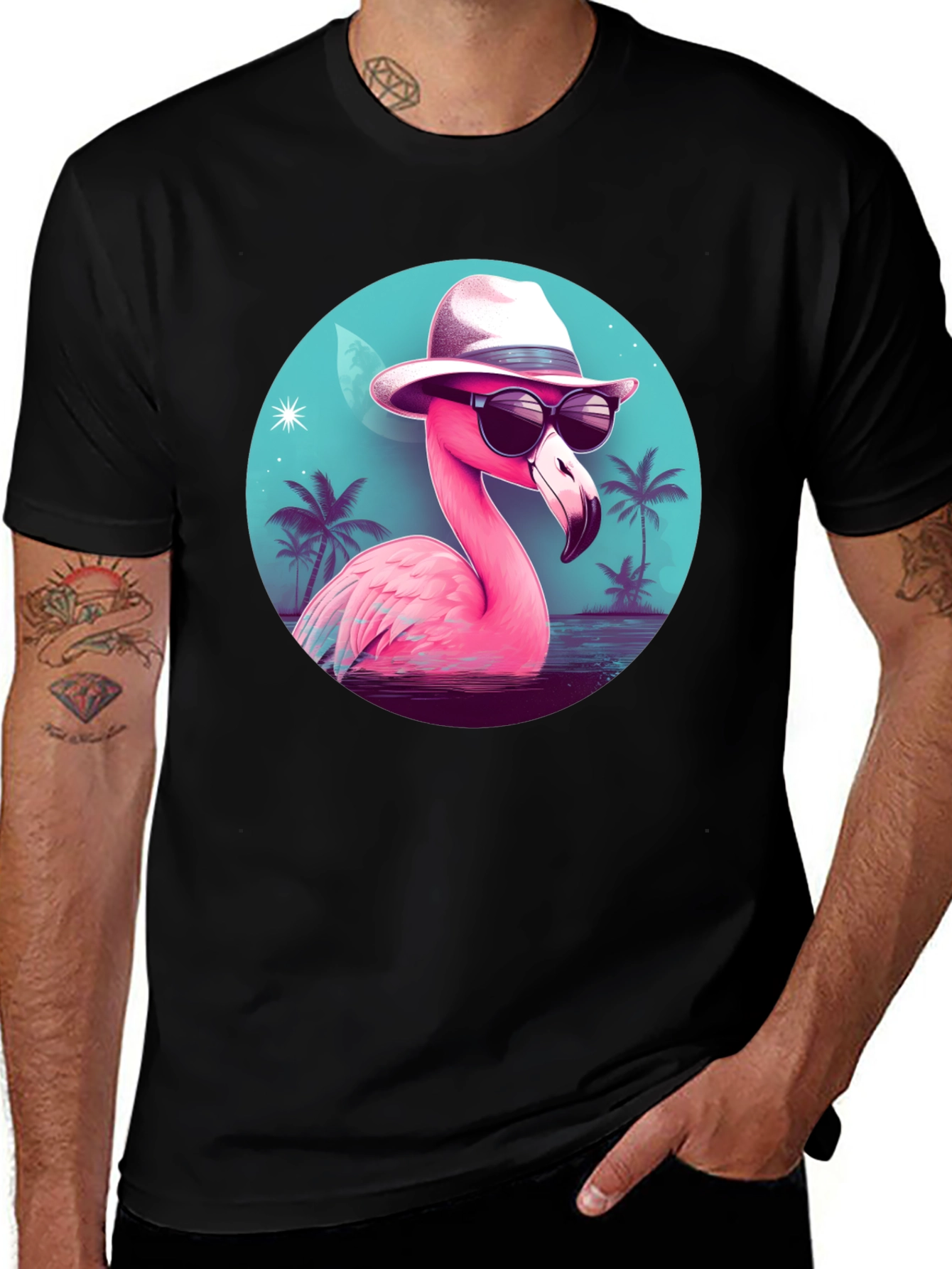 Variant 17 of Cool Flamingo T-Shirt - Tropical Design
