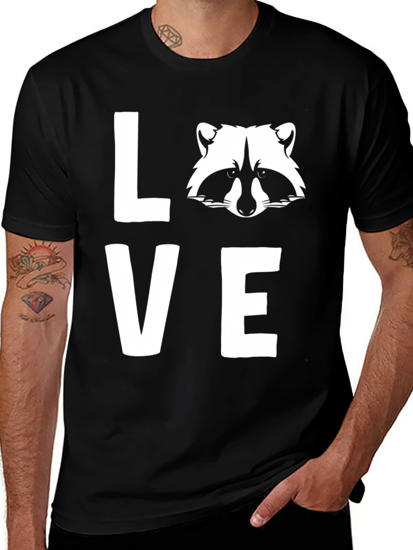 Variant 6 of Love Raccoon Graphic Tee - Casual Cotton T-Shirt