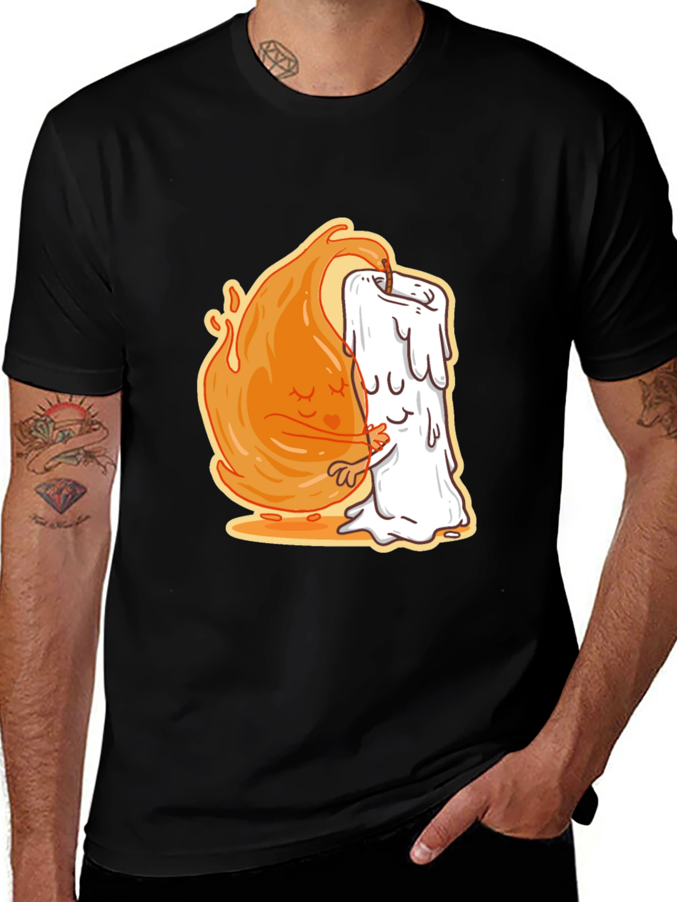 Variant 19 of Flame & Candle Graphic Tee - Black