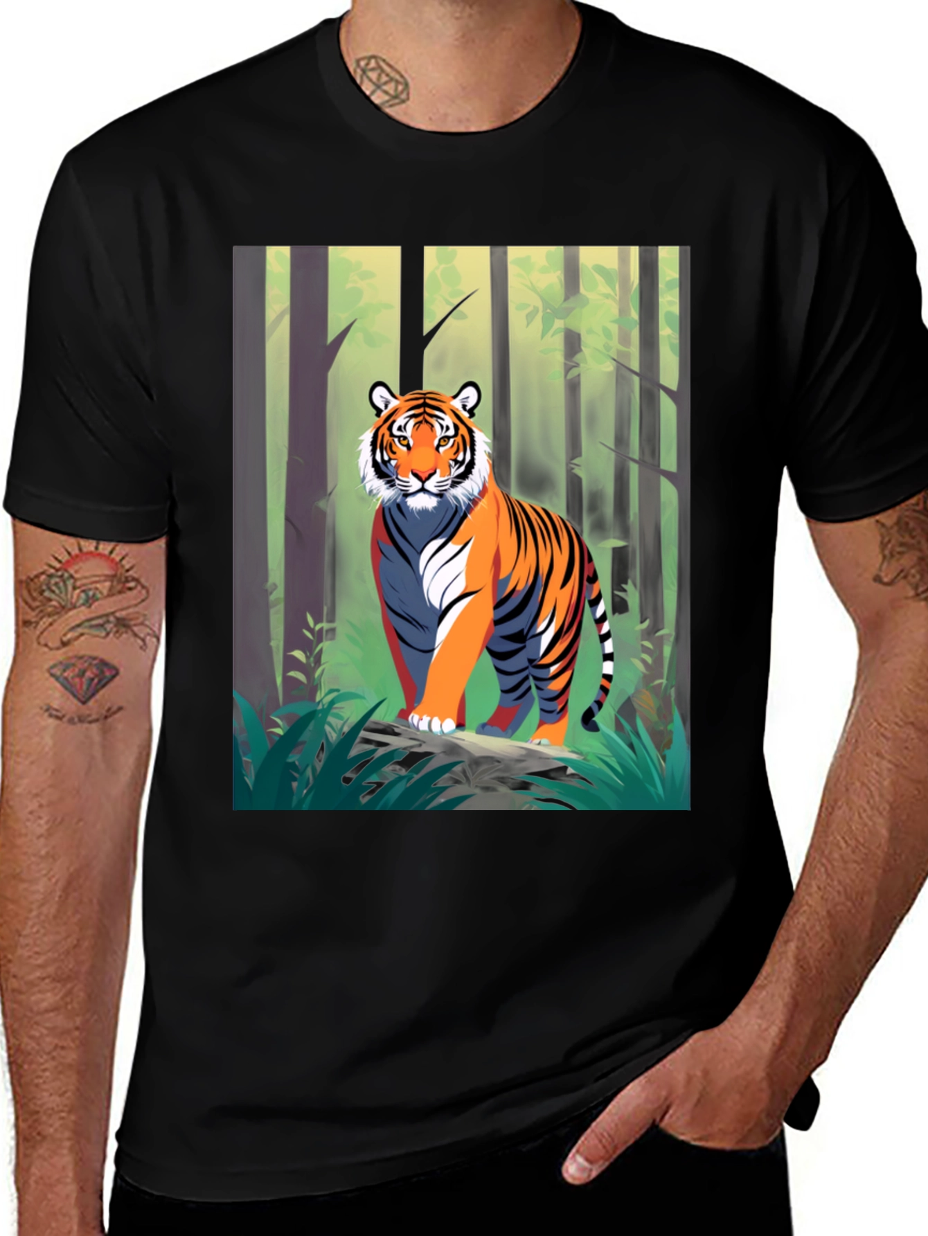 Variant 20 of Tiger Graphic Tee - Men's Black T-Shirt