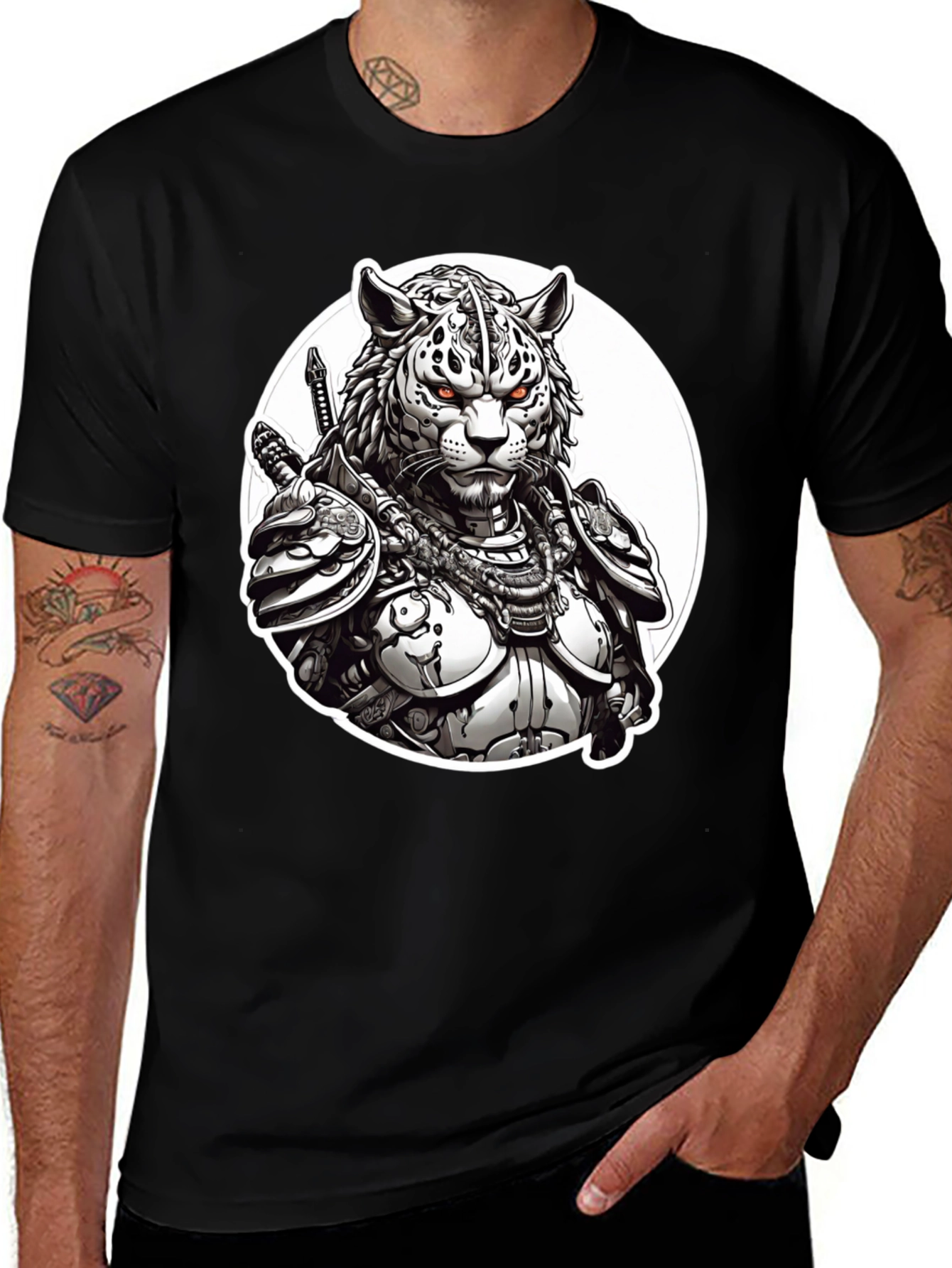 Variant 14 of Tiger Samurai Black T-Shirt